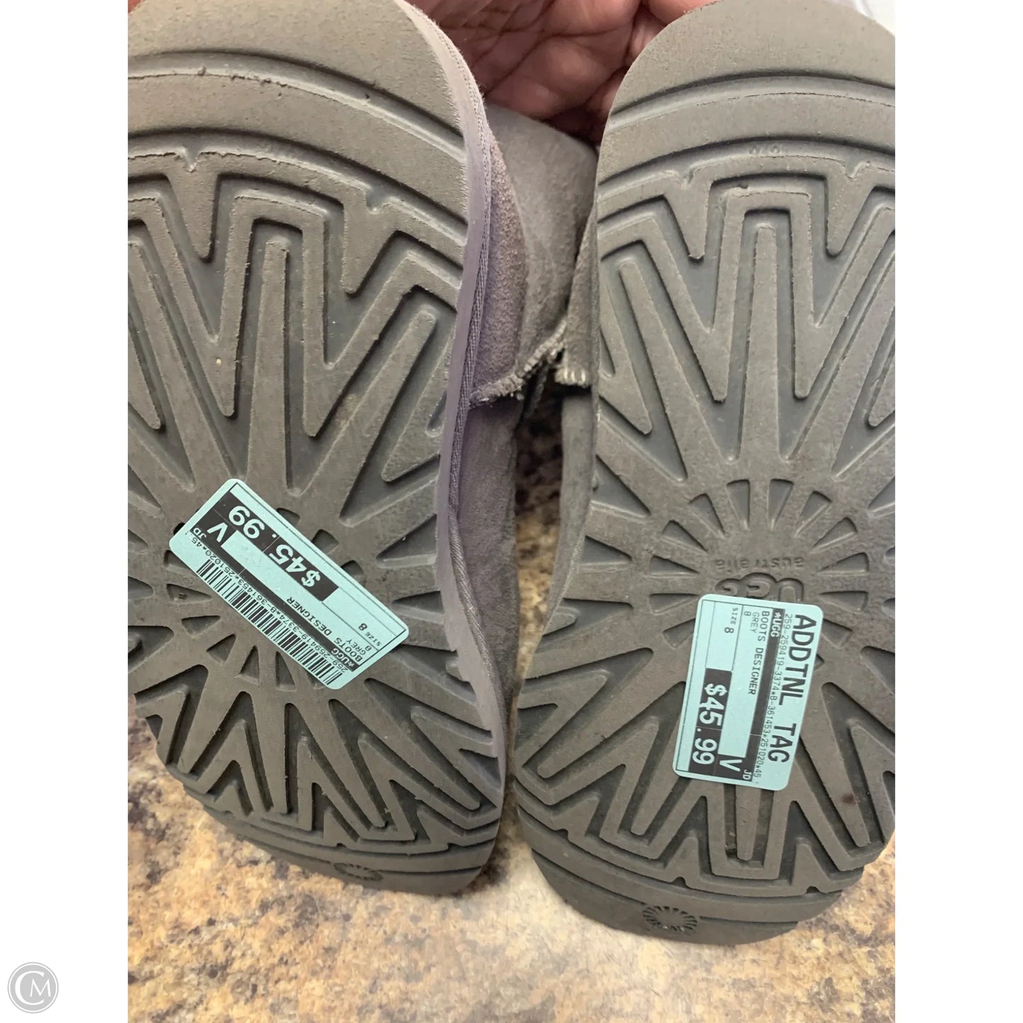 Boots Designer By Ugg In Grey, Size: 8