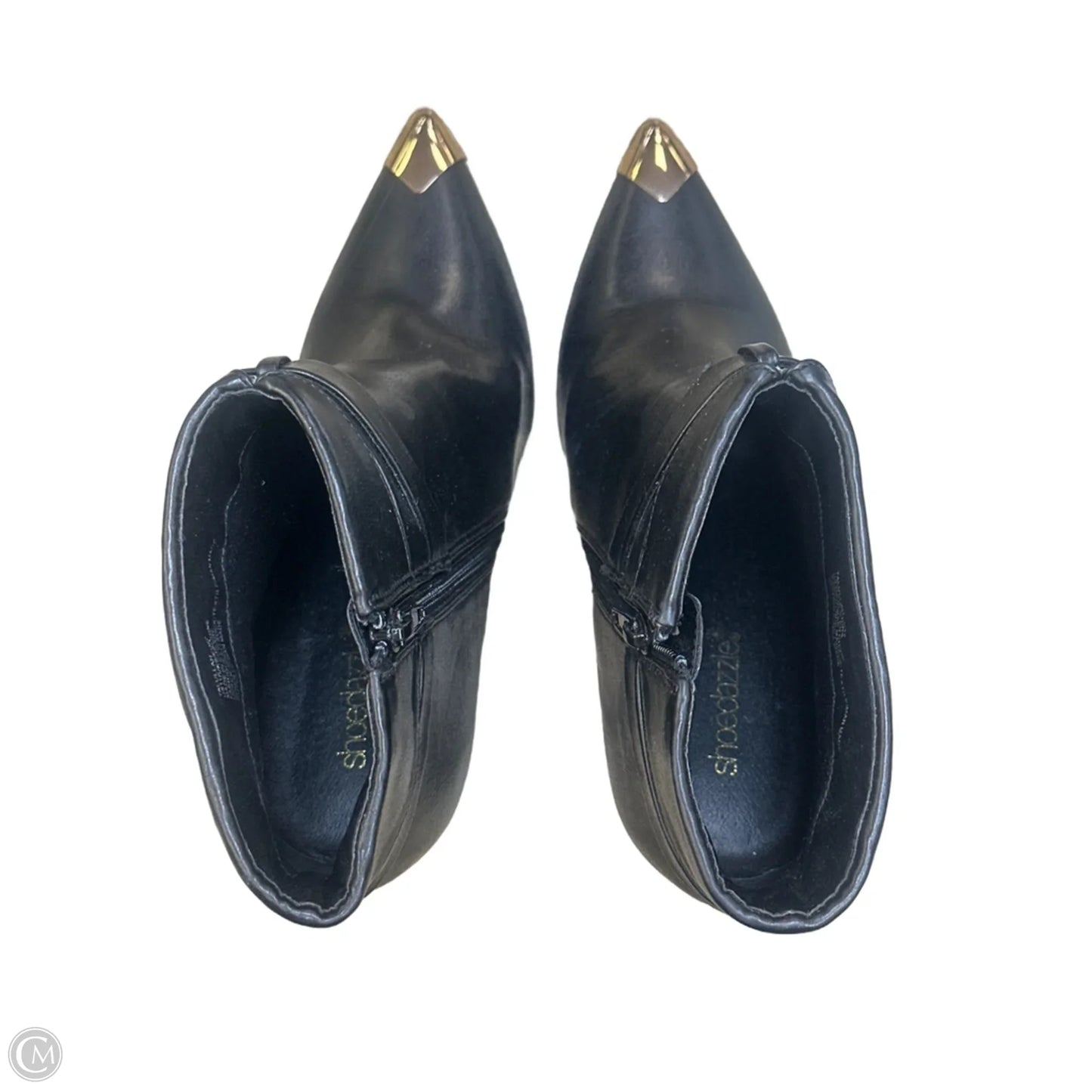 Boots Ankle Heels By Shoedazzle In Black & Gold, Size: 11