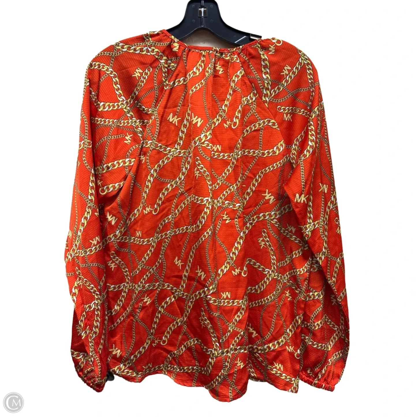 Top Long Sleeve By Michael By Michael Kors In Orange & Yellow, Size: L