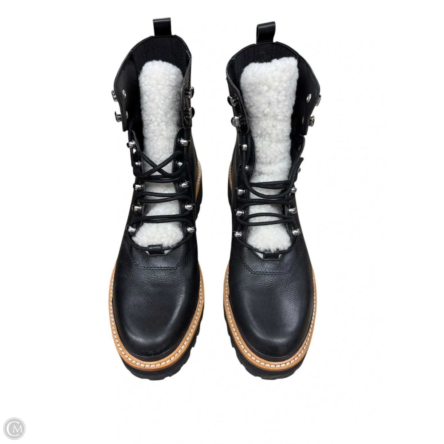 Boots Ankle Flats By Marc Fisher In Black & Tan, Size: 8.5