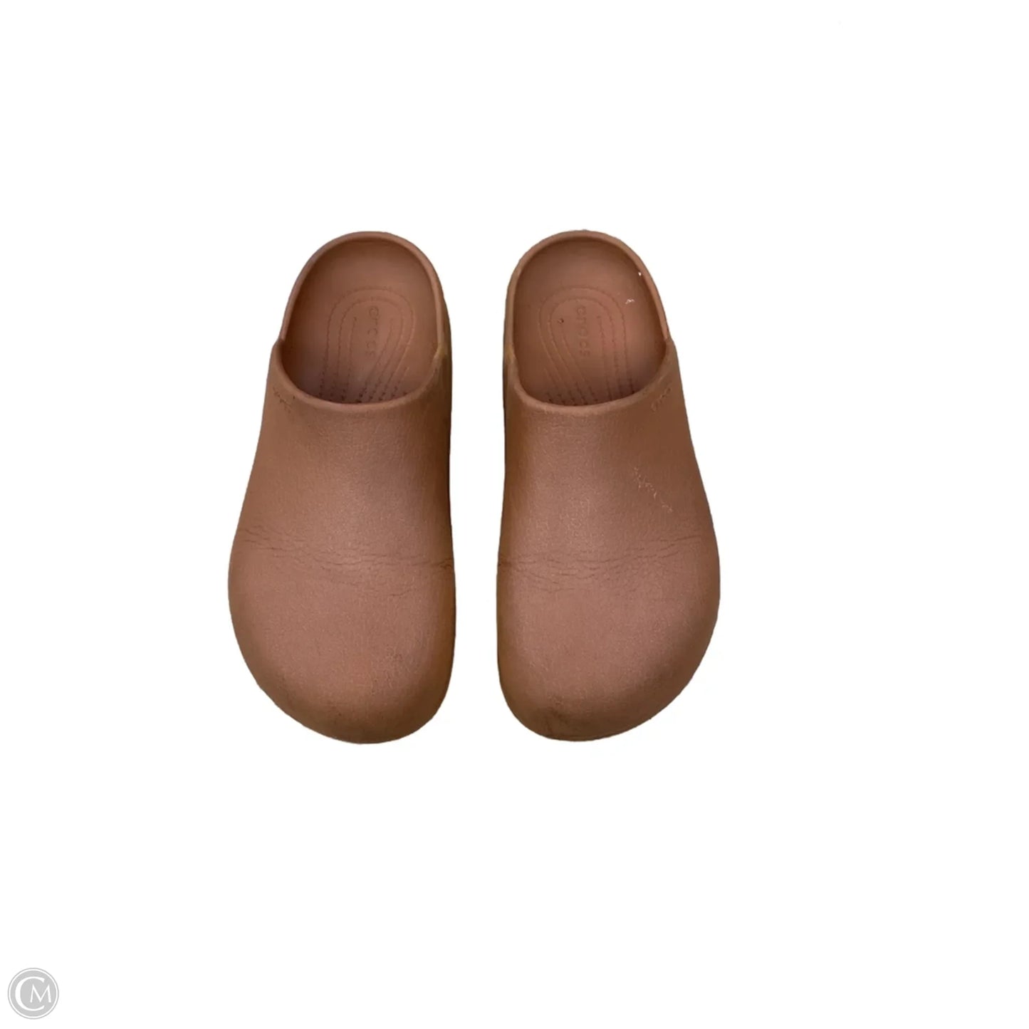 Shoes Flats By Crocs In Brown, Size: 9