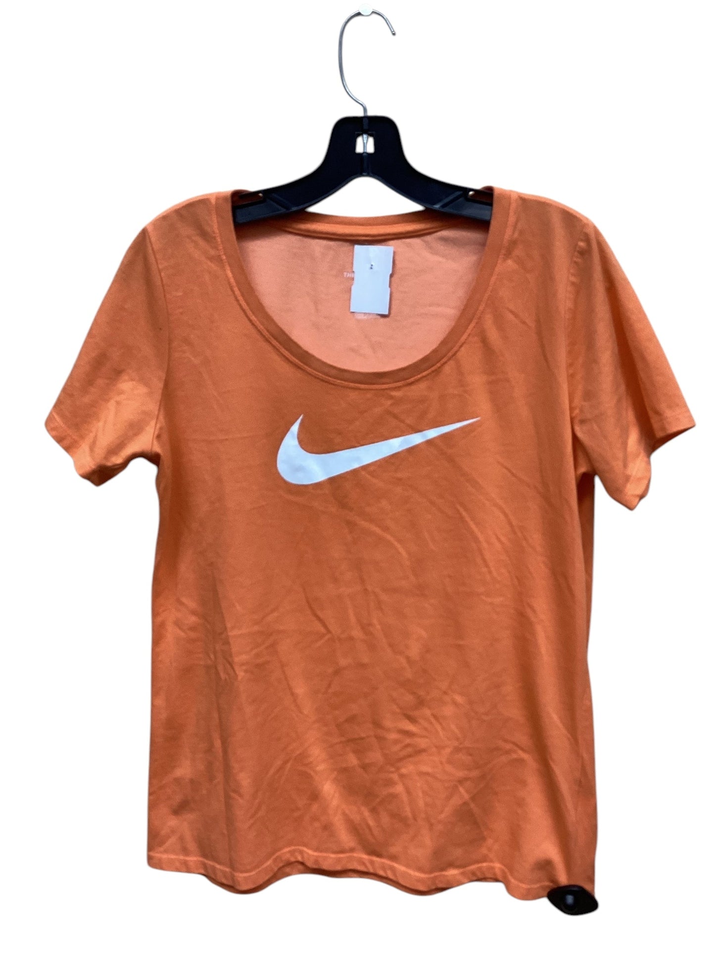Athletic Top Short Sleeve By Nike In Orange, Size: M