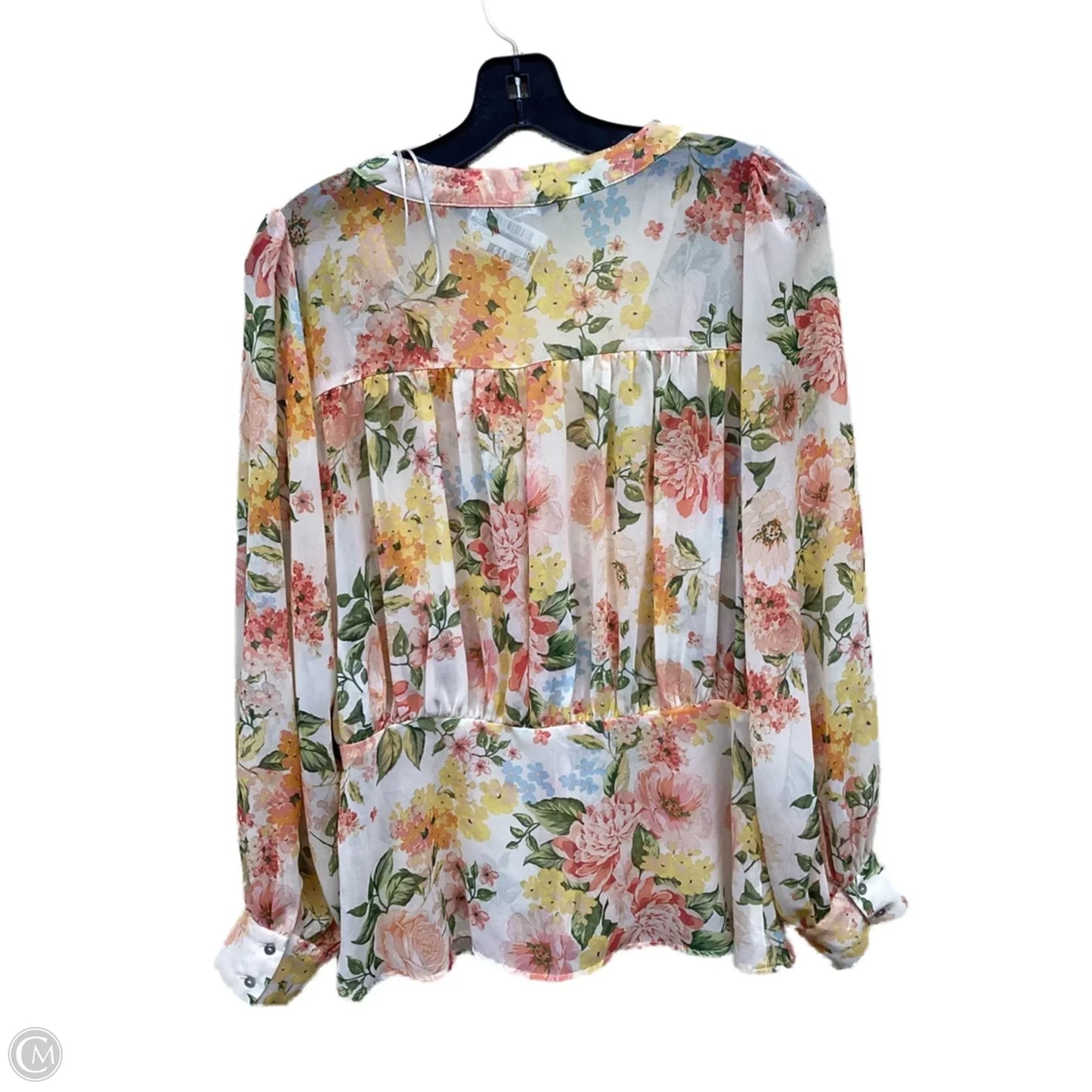 Top Long Sleeve By Zara In Floral Print, Size: M