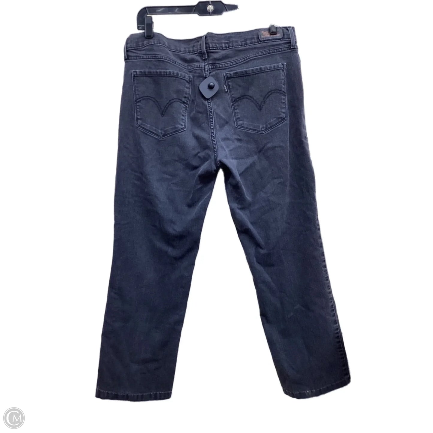 Jeans Straight By Levis In Black Denim, Size: 14