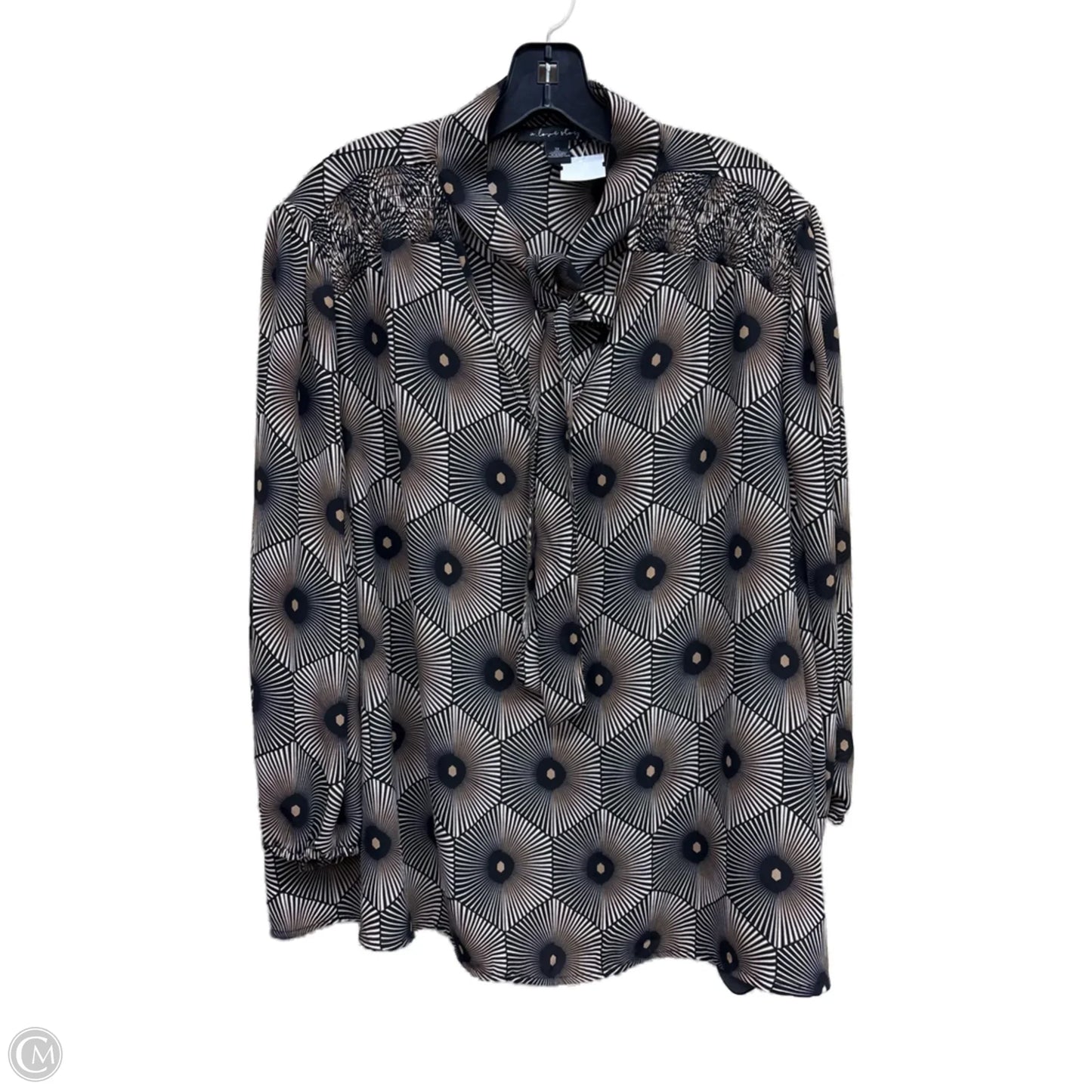 Top Long Sleeve By Clothes Mentor In Brown & Cream, Size: 3x