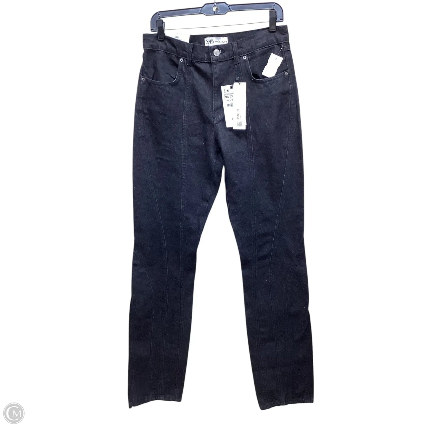 Jeans Straight By Zara In Black Denim, Size: 6