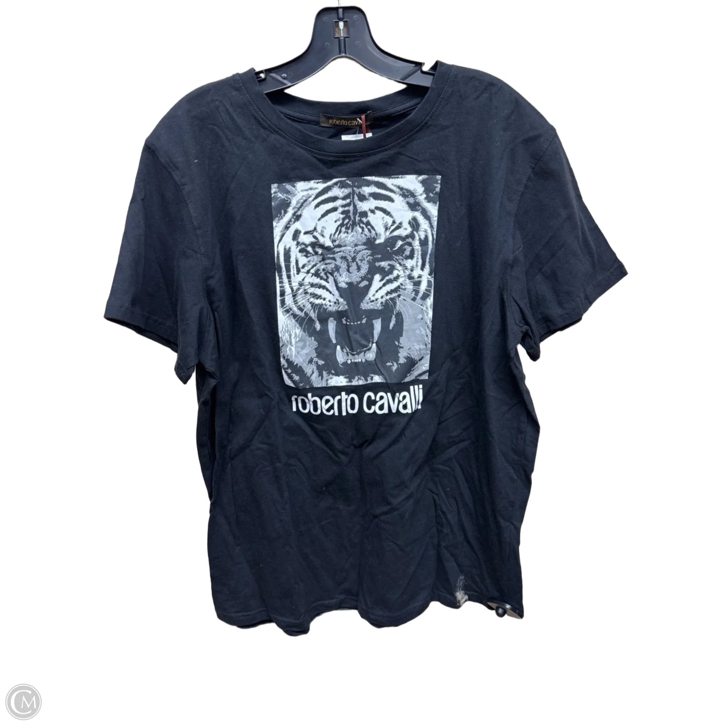 Top Short Sleeve Designer By Roberto Cavalli In Black, Size: S
