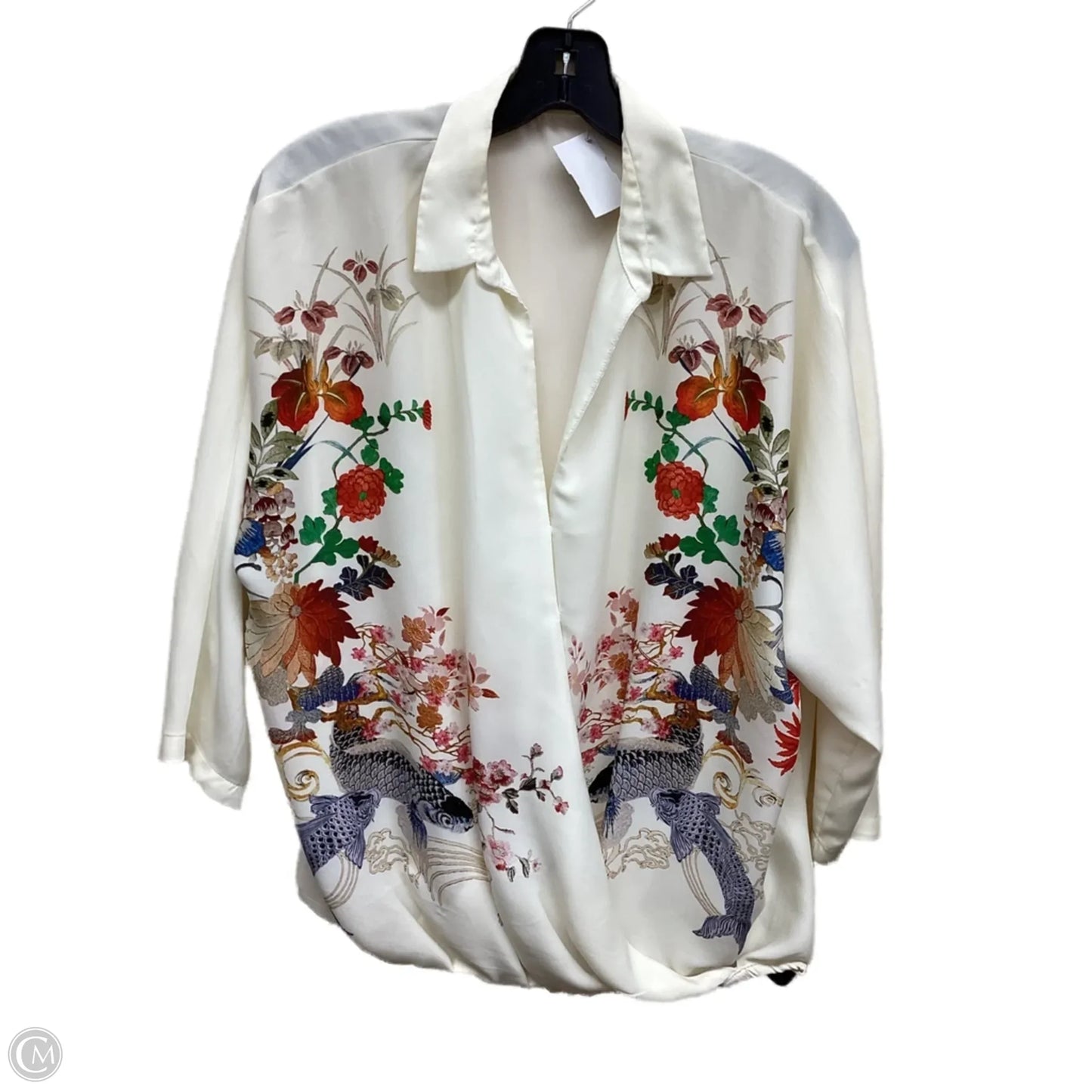 Top Long Sleeve By Zara Basic In Floral Print, Size: M