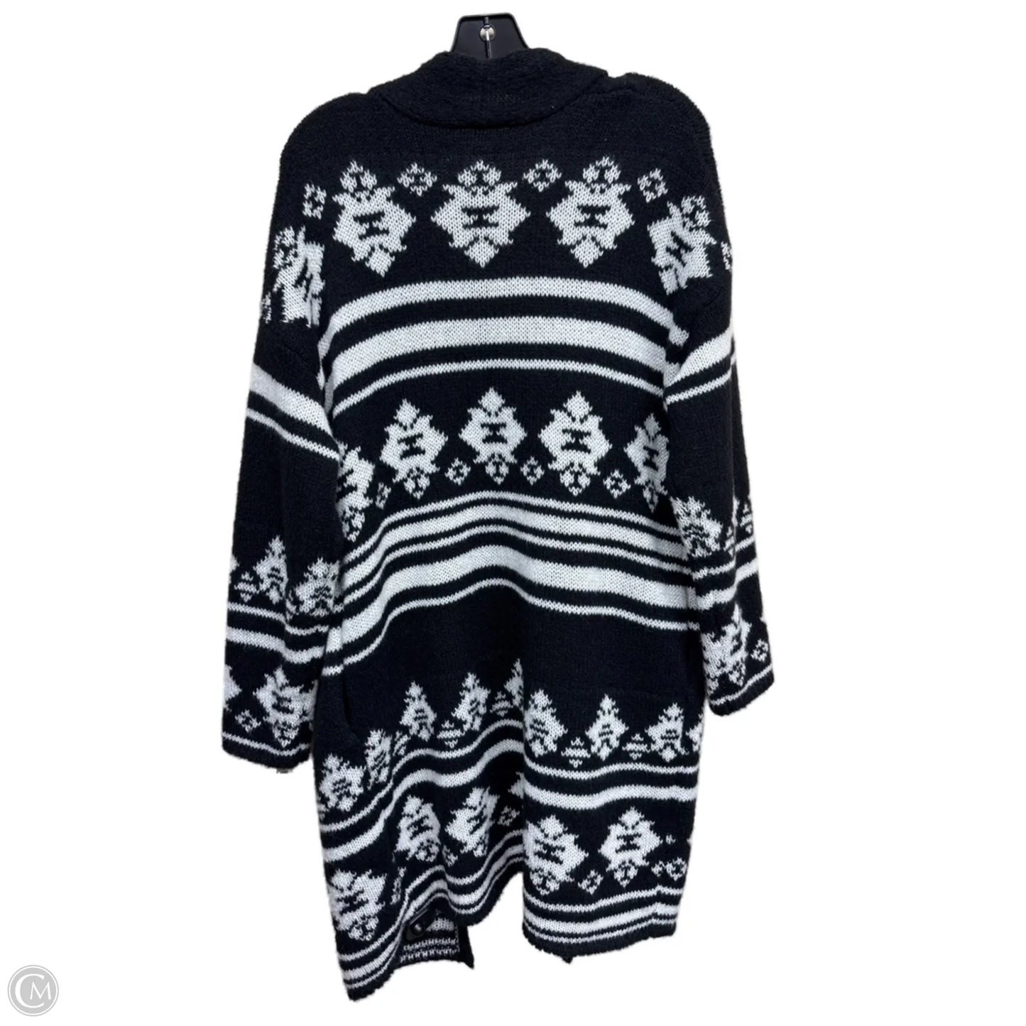 Sweater Cardigan By Knox Rose In Black & White, Size: M