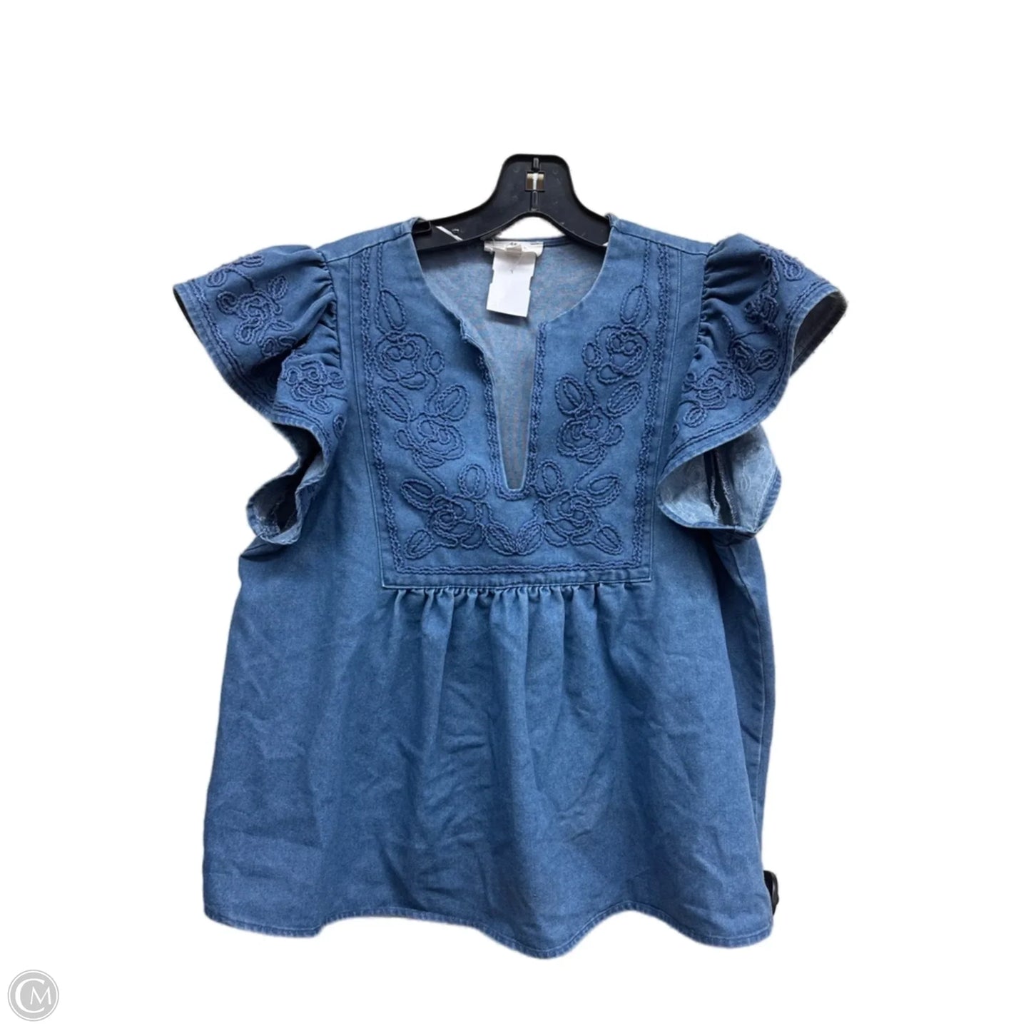 Top Short Sleeve By Entro In Blue Denim, Size: S