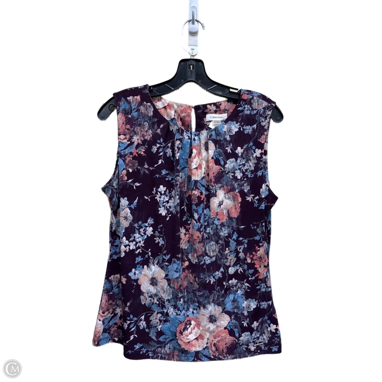 Top Sleeveless By Calvin Klein In Floral Print, Size: M