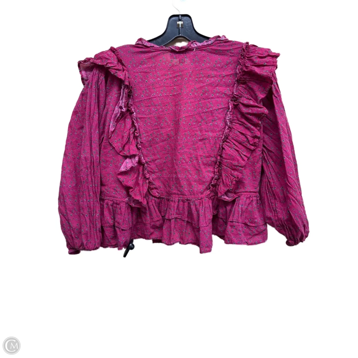 Top Long Sleeve By Something Navy In Floral Print, Size: M