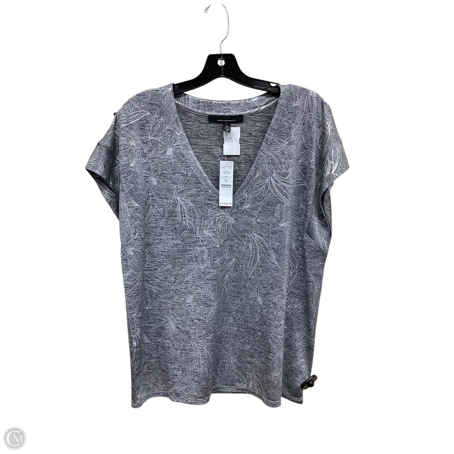 Top Short Sleeve By White House Black Market In Silver, Size: L