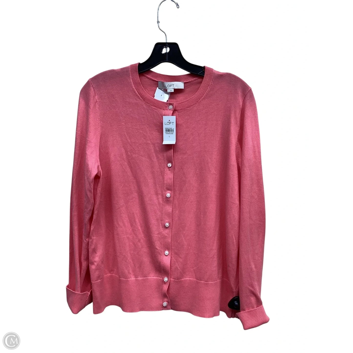 Sweater Cardigan By Loft In Pink, Size: L