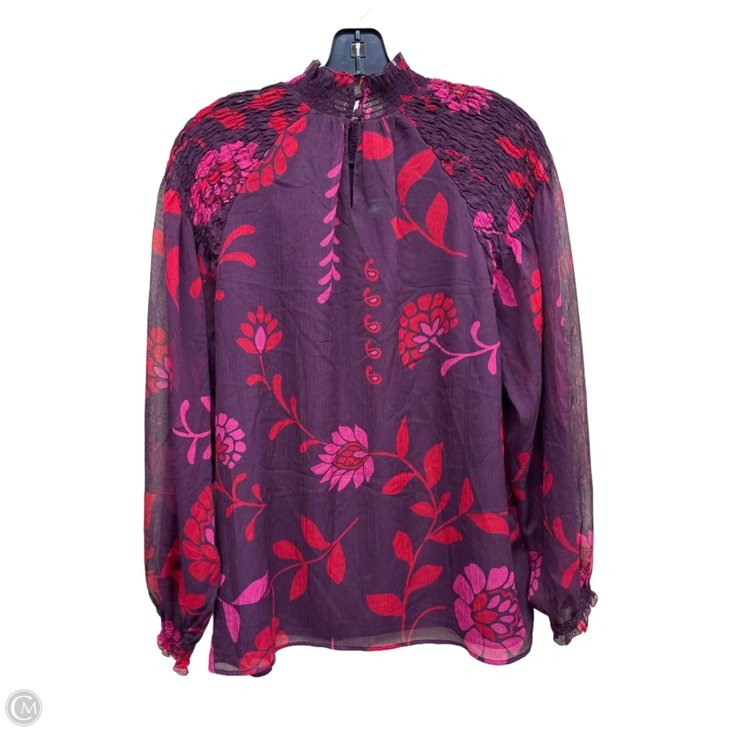 Top Long Sleeve By Ann Taylor In Purple & Red, Size: L