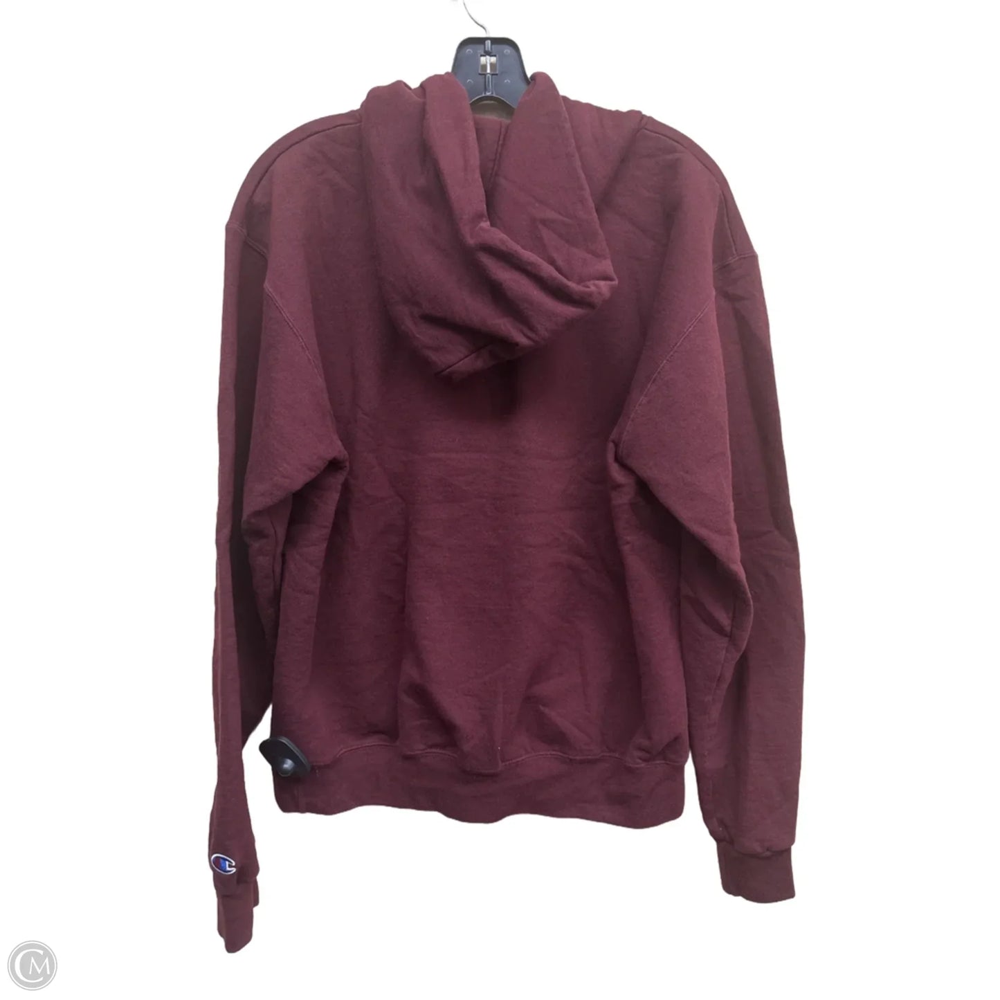 Sweatshirt Hoodie By Champion In Maroon, Size: M
