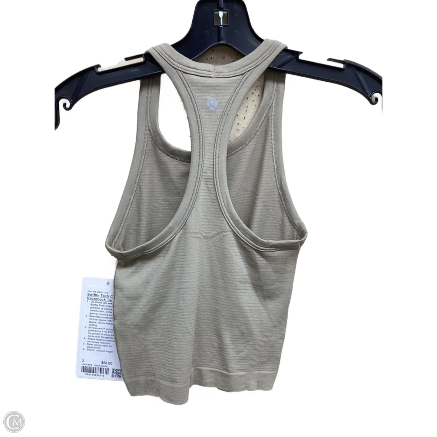 Athletic Tank Top By Lululemon In Tan, Size: 2