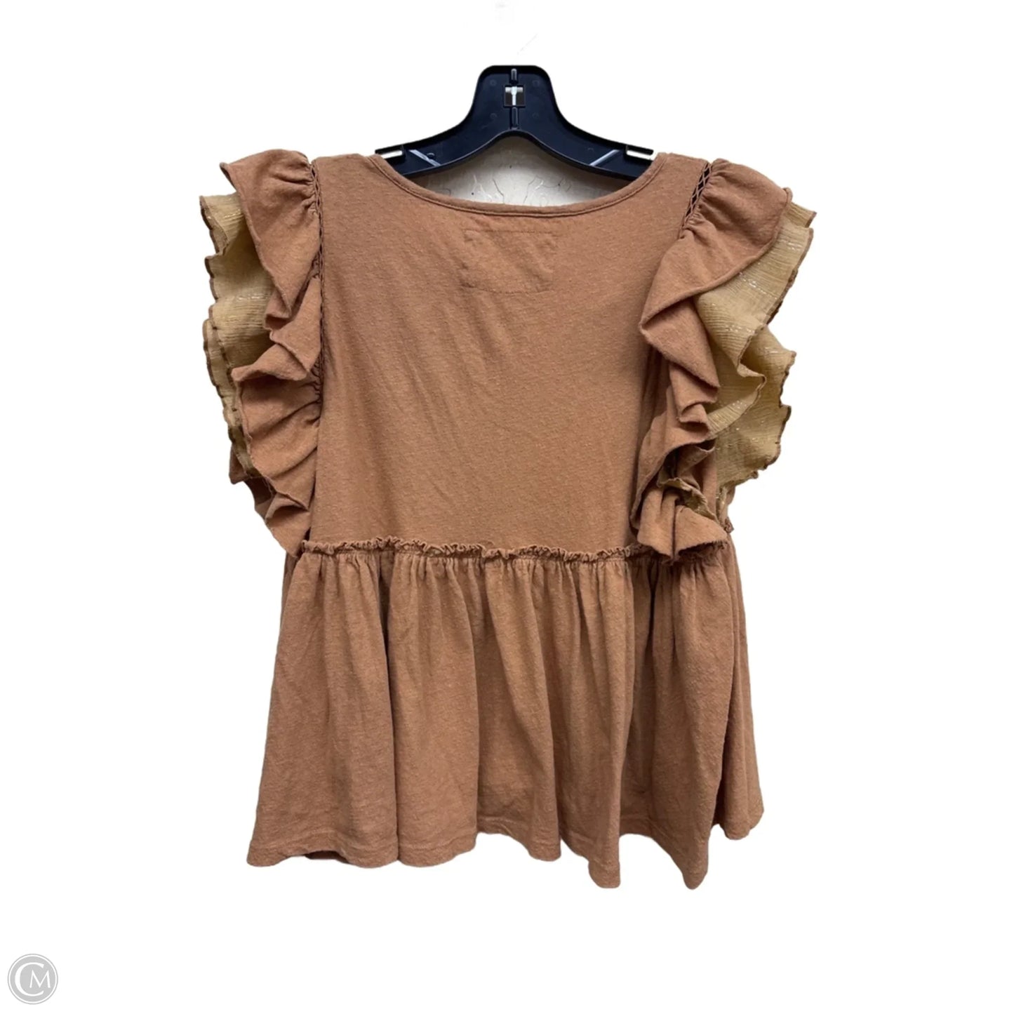Top Short Sleeve By Anthropologie In Brown, Size: S