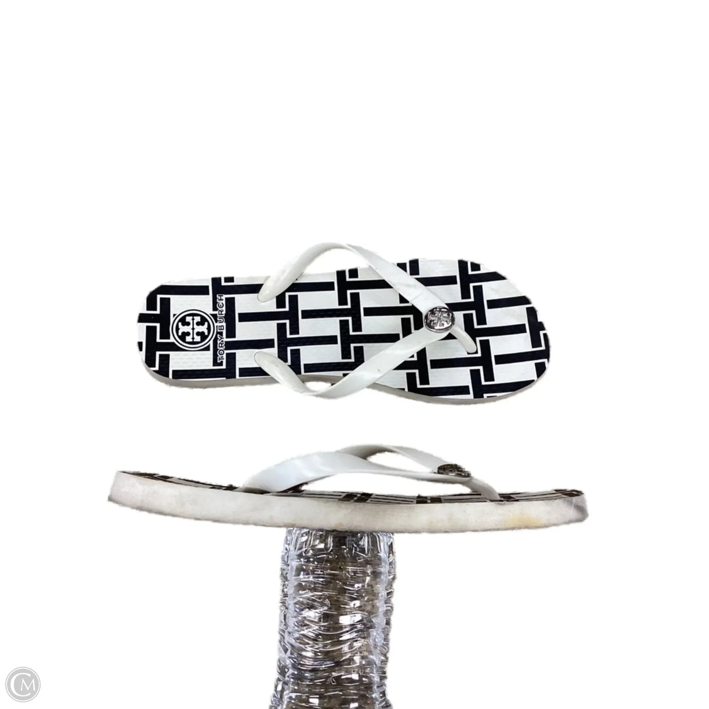 Sandals Designer By Tory Burch In Black & White