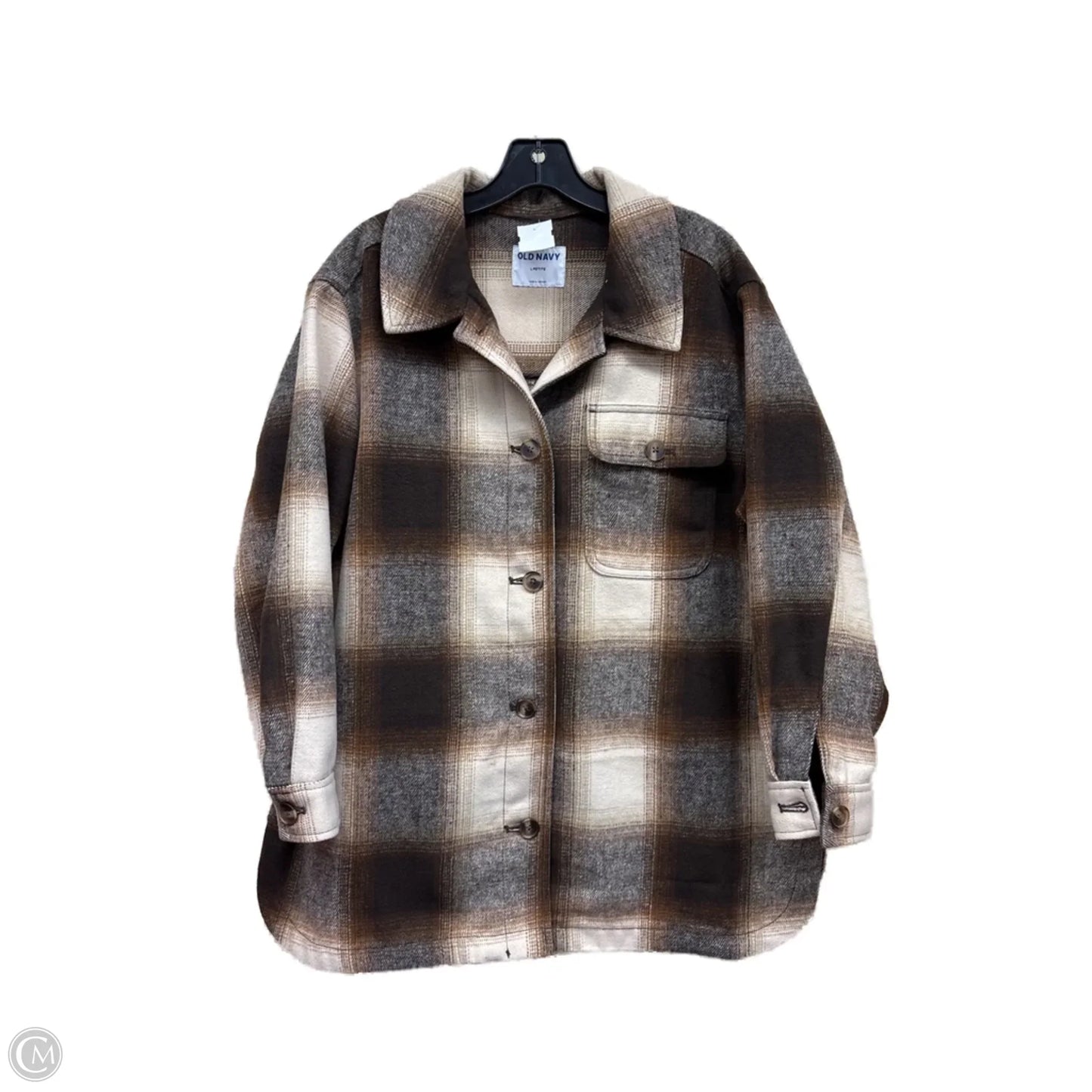 Jacket Shirt By Old Navy In Checkered Pattern, Size: Lp