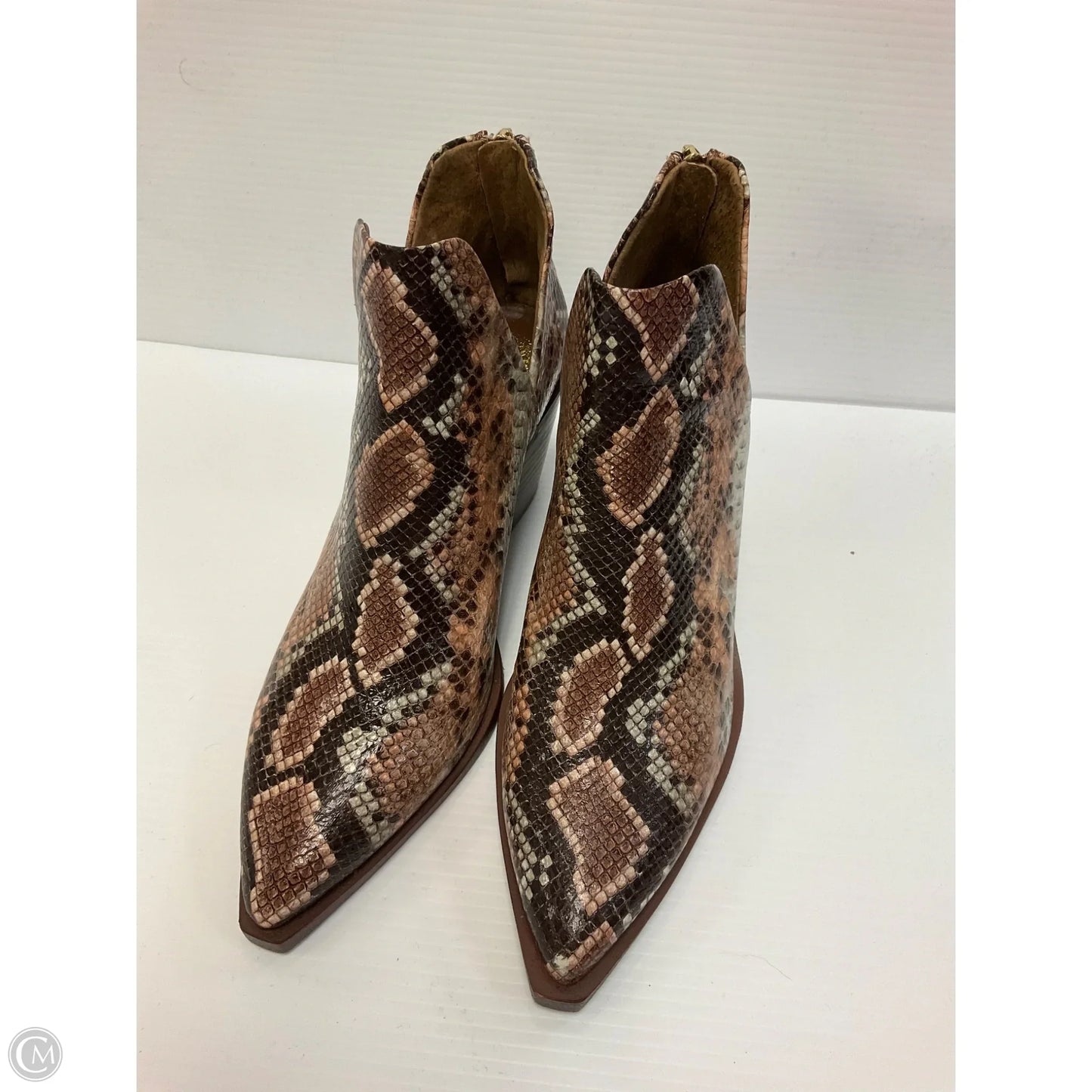 Boots Ankle Heels By Vince Camuto In Snakeskin Print, Size: 8