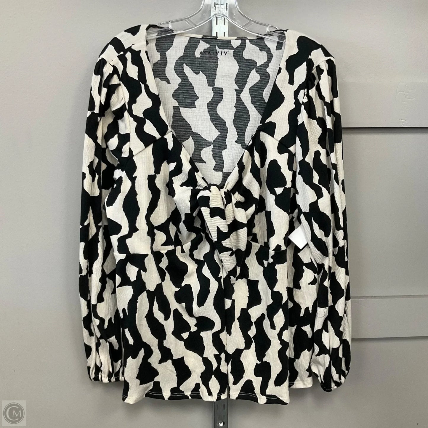 Top Long Sleeve By Ava & Viv In Black & Cream, Size: 2x