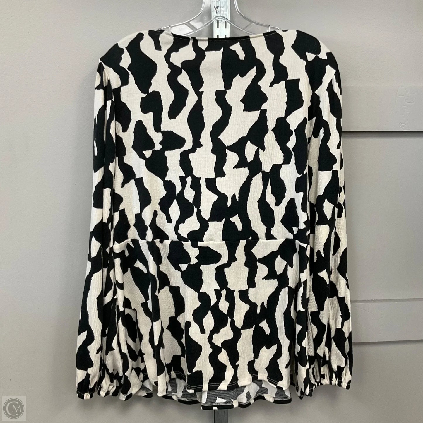 Top Long Sleeve By Ava & Viv In Black & Cream, Size: 2x