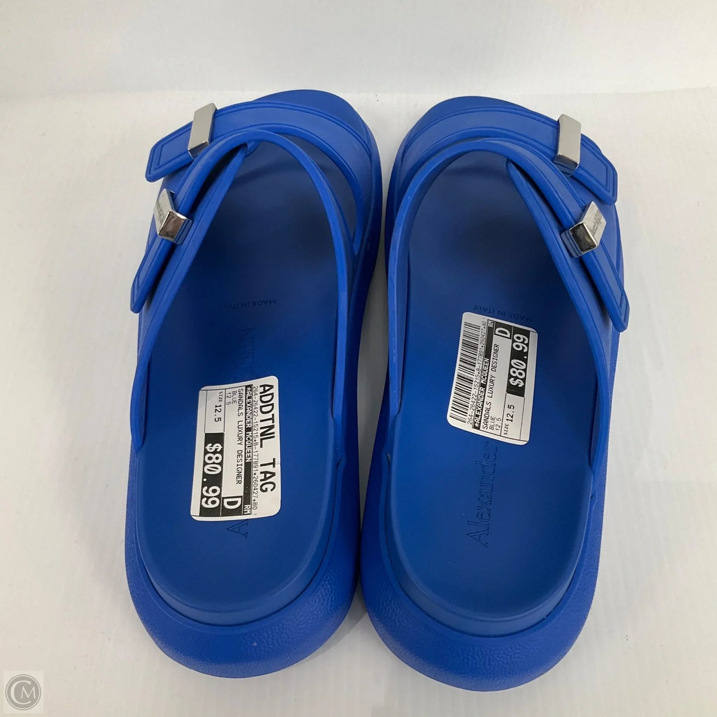 Sandals Luxury Designer By Alexander Mcqueen In Blue, Size: 12.5