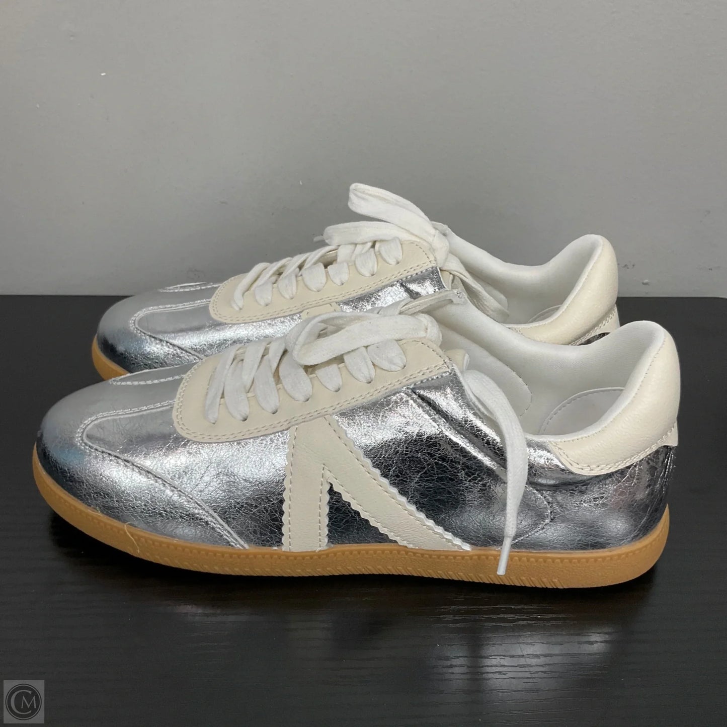 Shoes Sneakers By Mia In Silver, Size: 7.5
