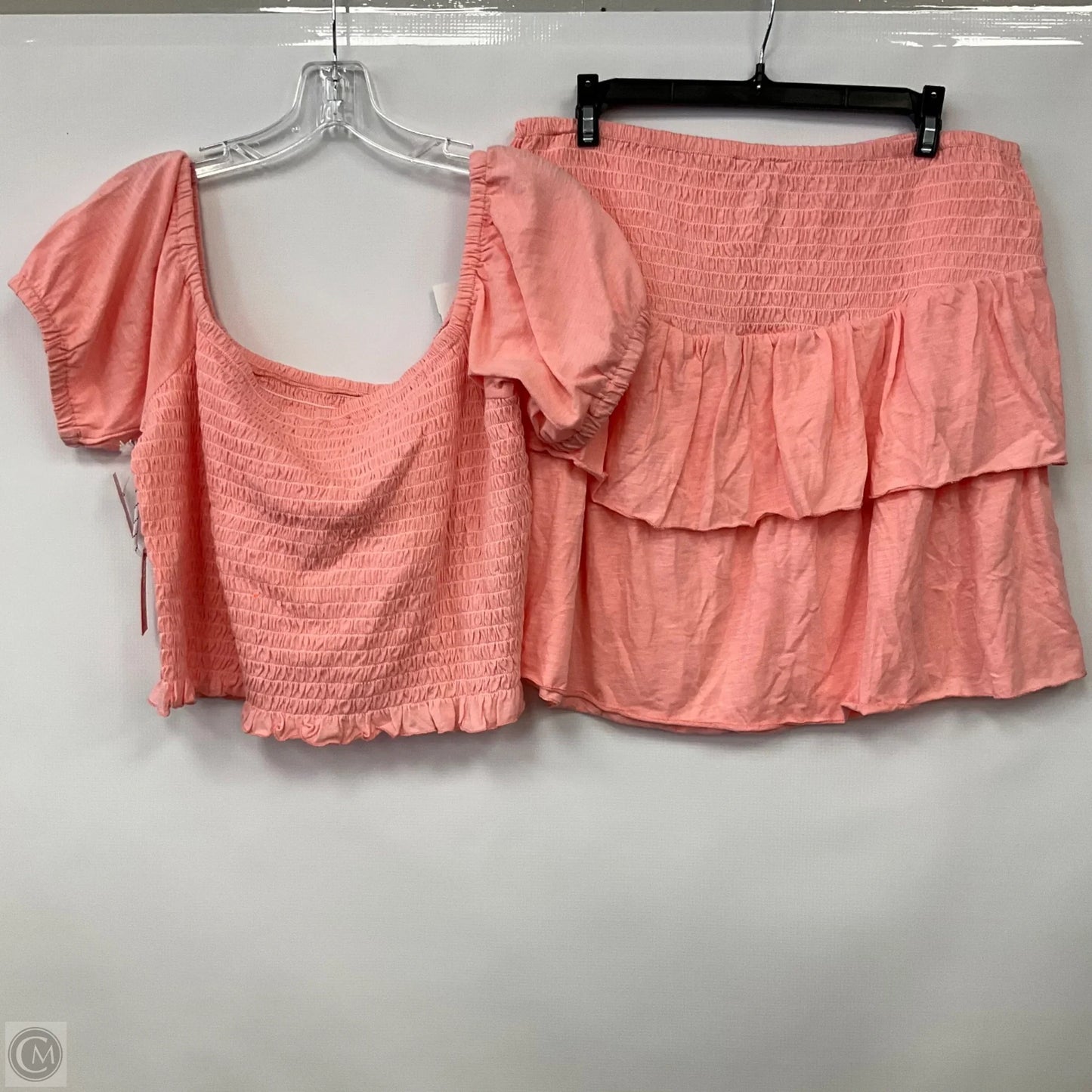 Skirt Set 2pc By Simply Southern In Peach, Size: Xxl