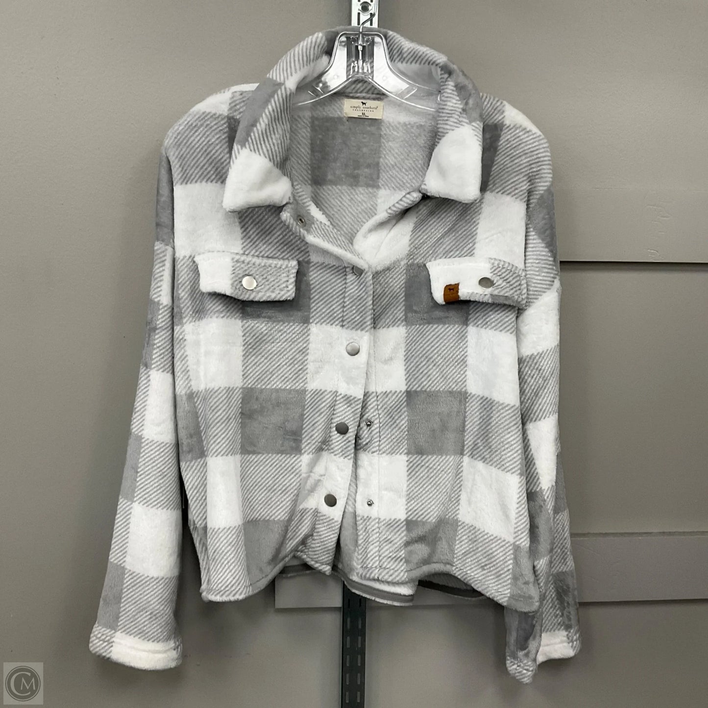 Jacket Fleece By Simply Southern In Plaid Pattern, Size: Xl