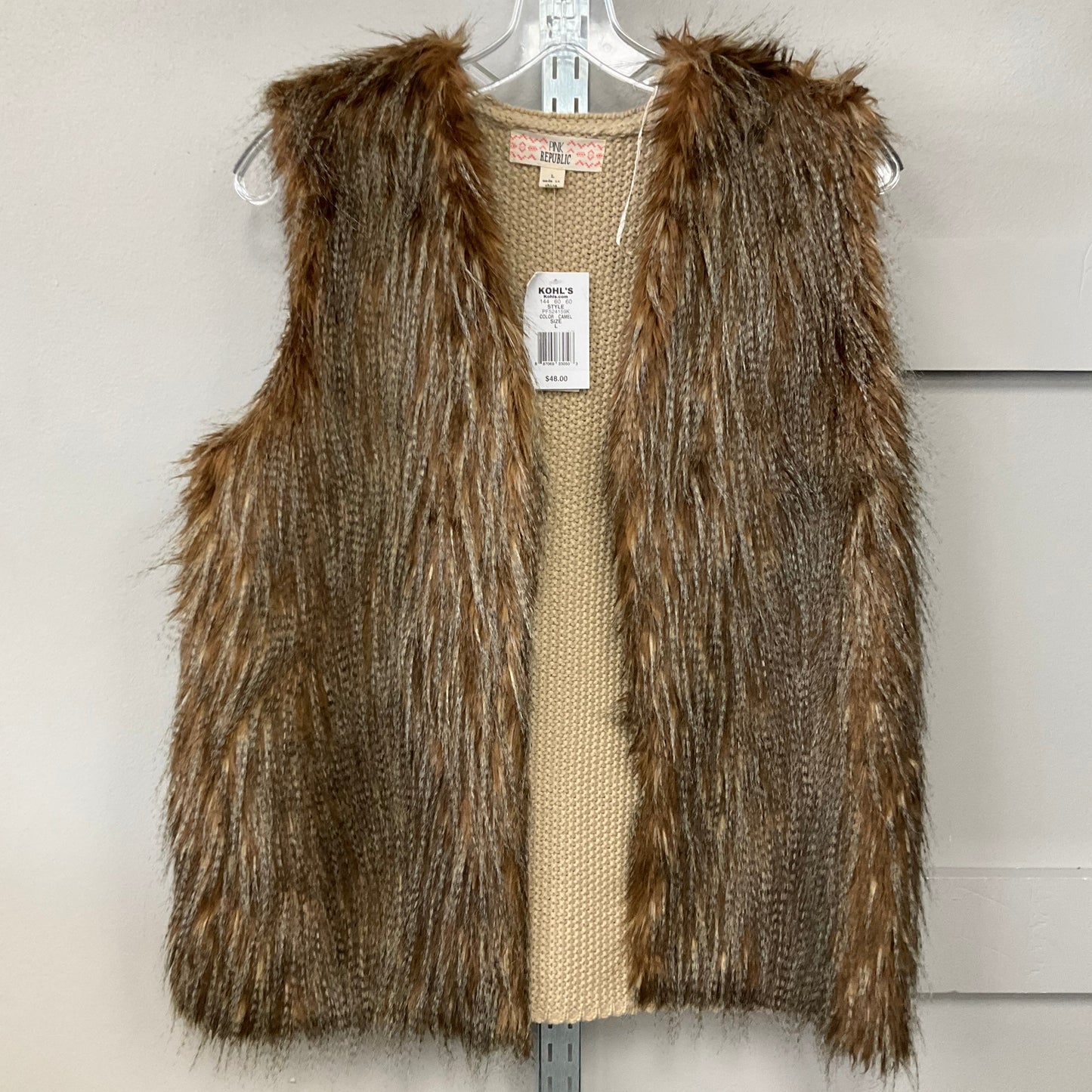 Vest Faux Fur & Sherpa By Pink Republic In Animal Print, Size: L