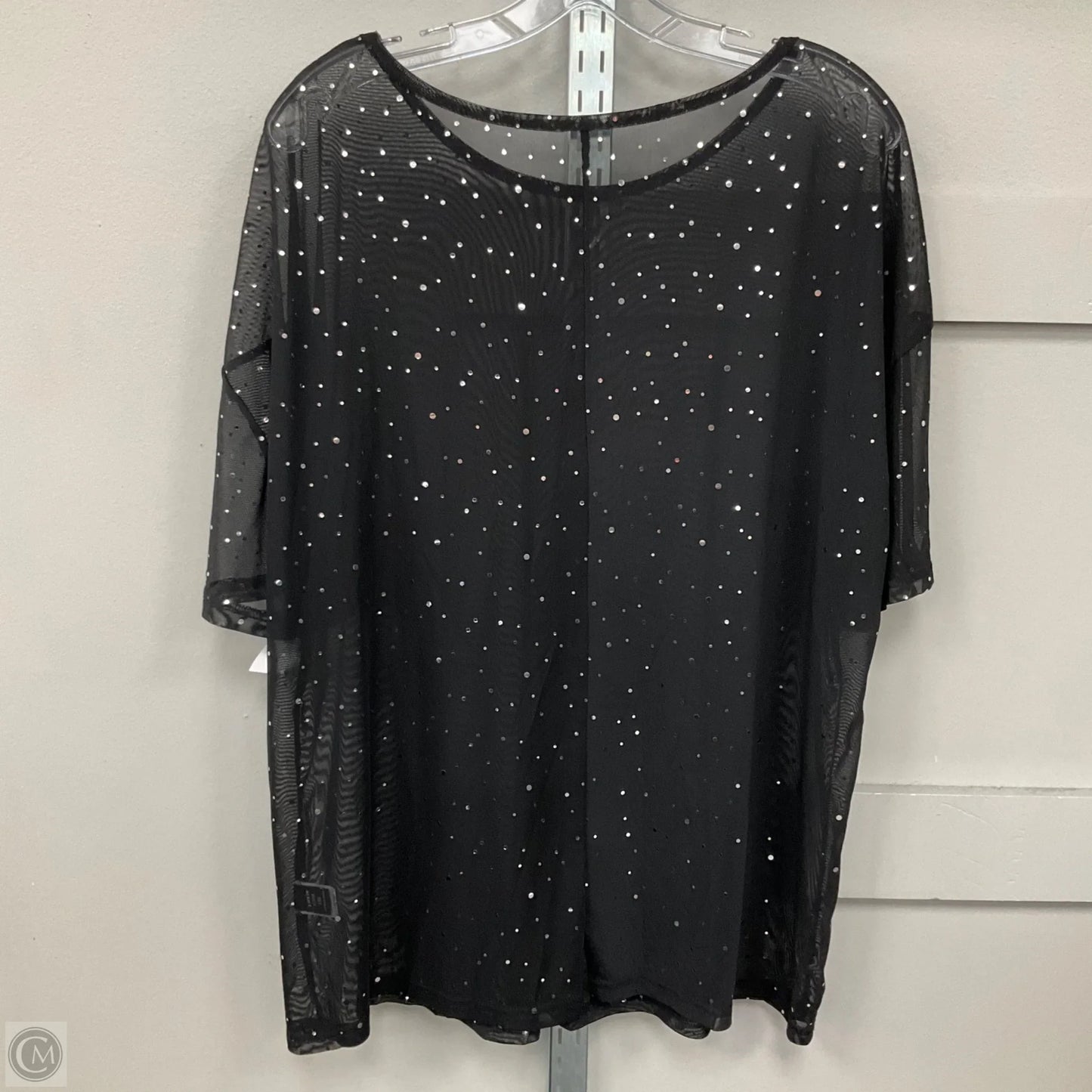 Top Short Sleeve Basic By Shein In Black, Size: 1x