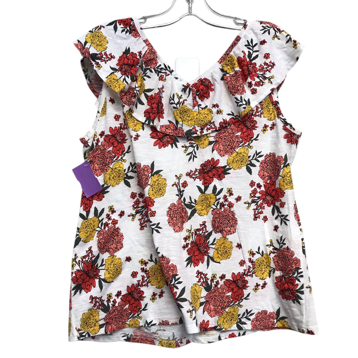 Top Sleeveless By Loft In Floral Print, Size:M
