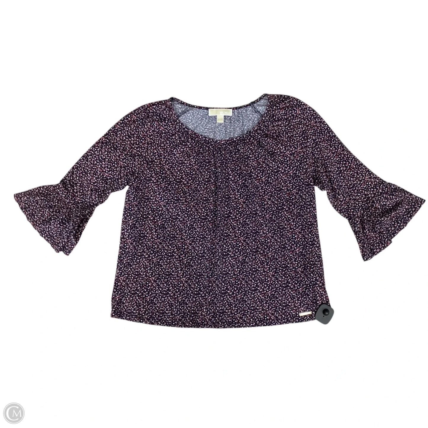 Top 3/4 Sleeve Designer By Michael Kors In Black & Pink, Size: L
