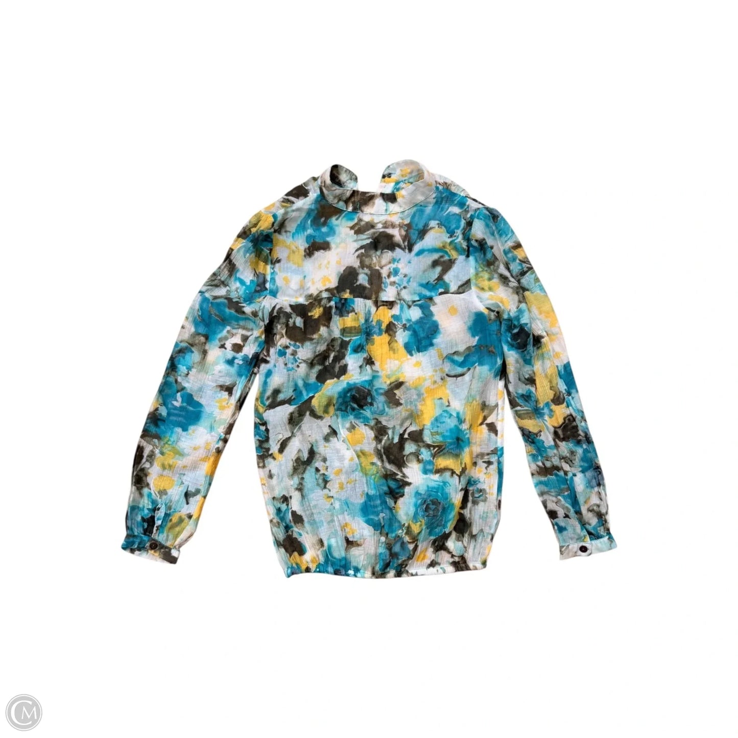 Blouse Long Sleeve By Cma In Teal, Size: Xs