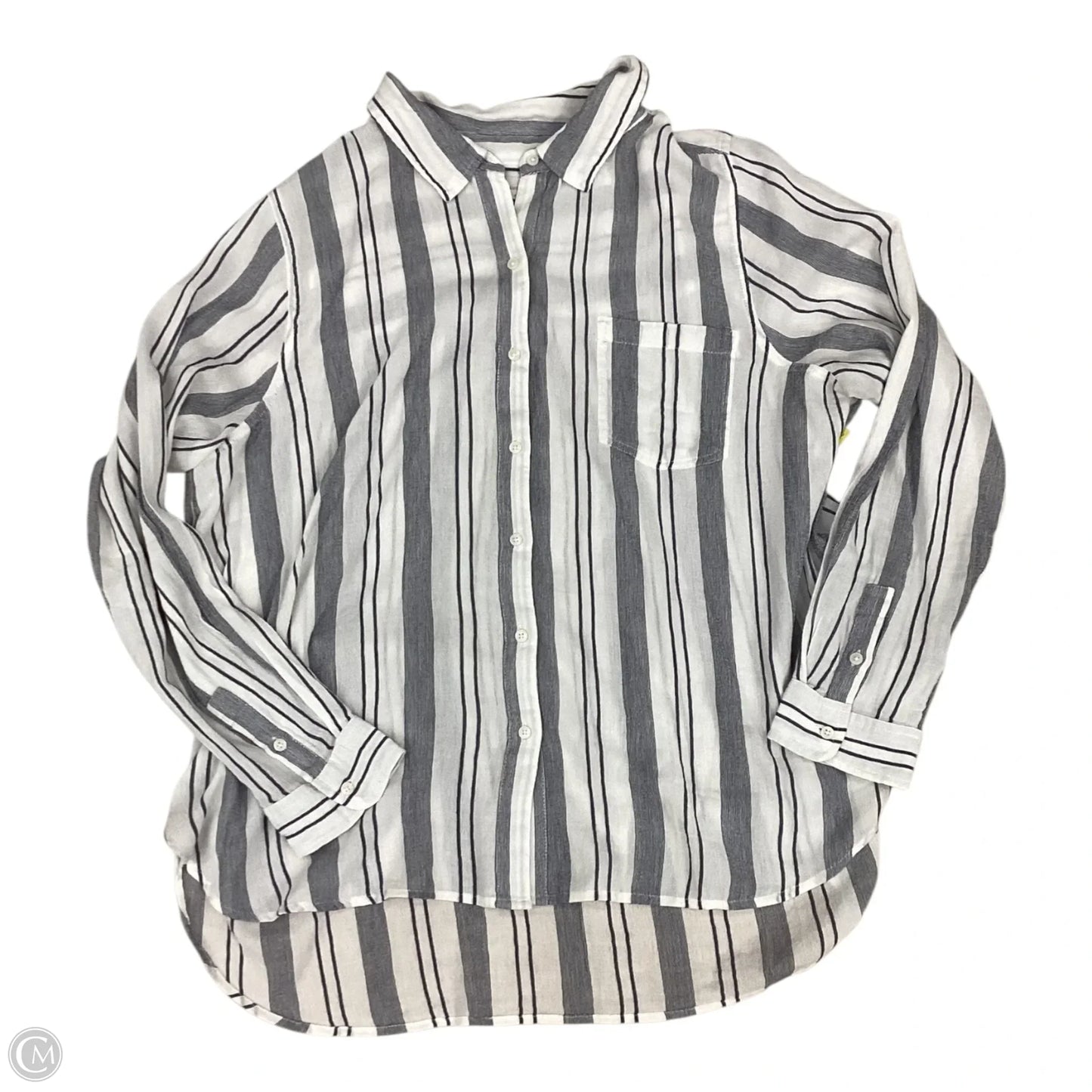 Blouse Long Sleeve By Lucky Brand In Striped Pattern, Size: Xl