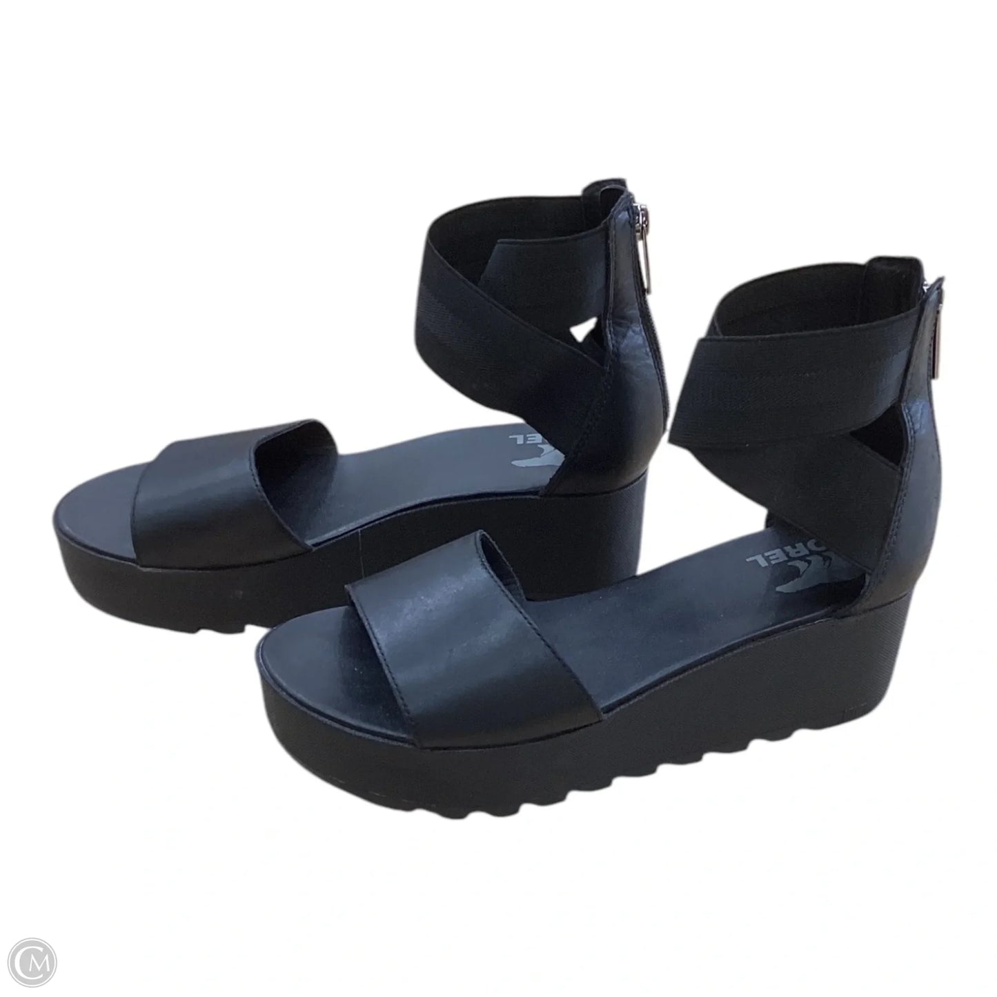Sandals Heels Wedge By Sorel In Black, Size: 9.5