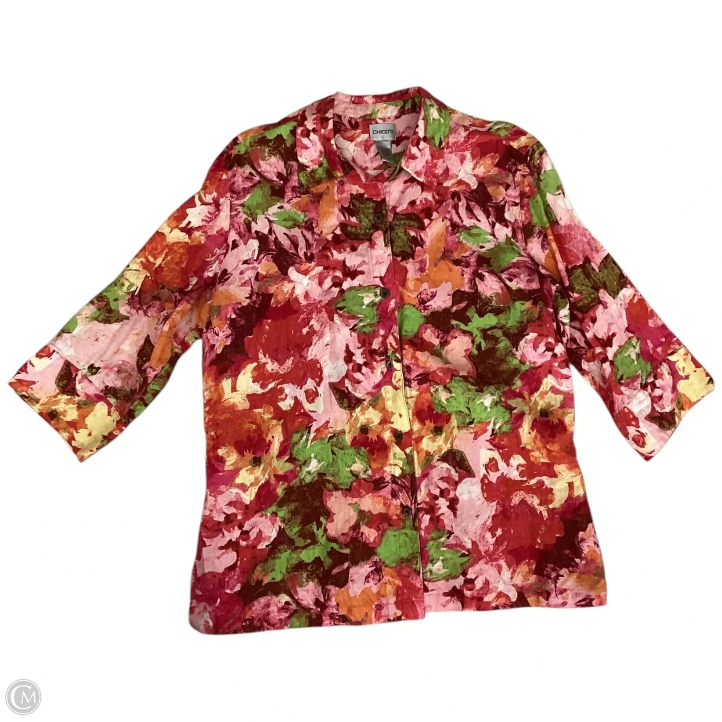 Top Long Sleeve By Chicos In Floral Print, Size: Xl