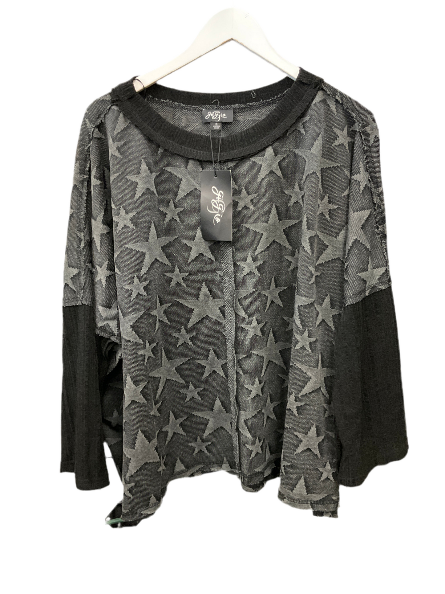 Top 3/4 Sleeve By Gigio In Gold & Grey, Size:S