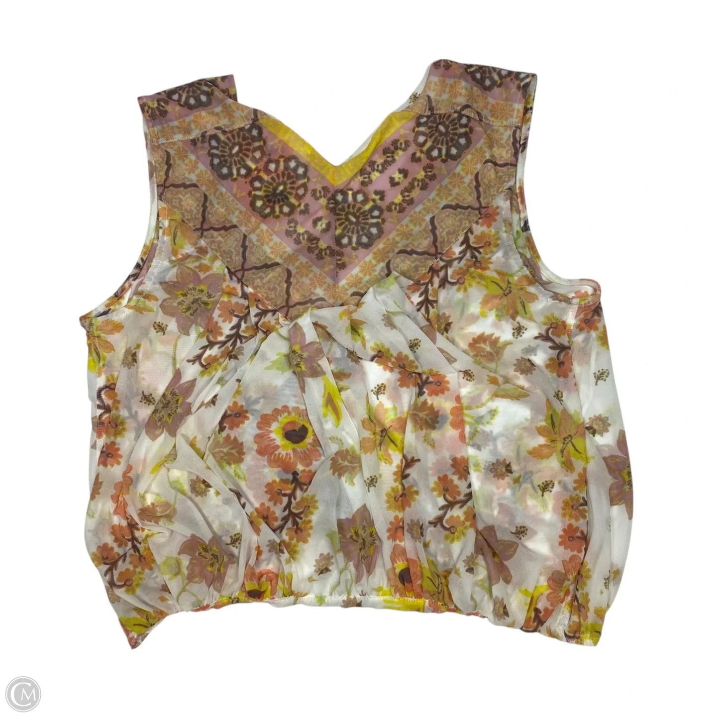 Top Sleeveless By Free People In Pink & Yellow, Size: S