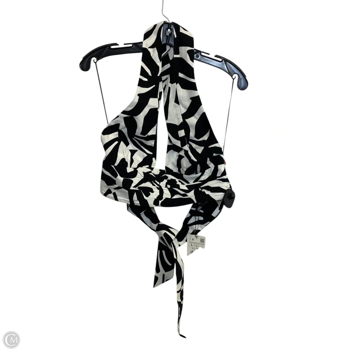 Top Sleeveless By Zara In Black & Cream, Size: L