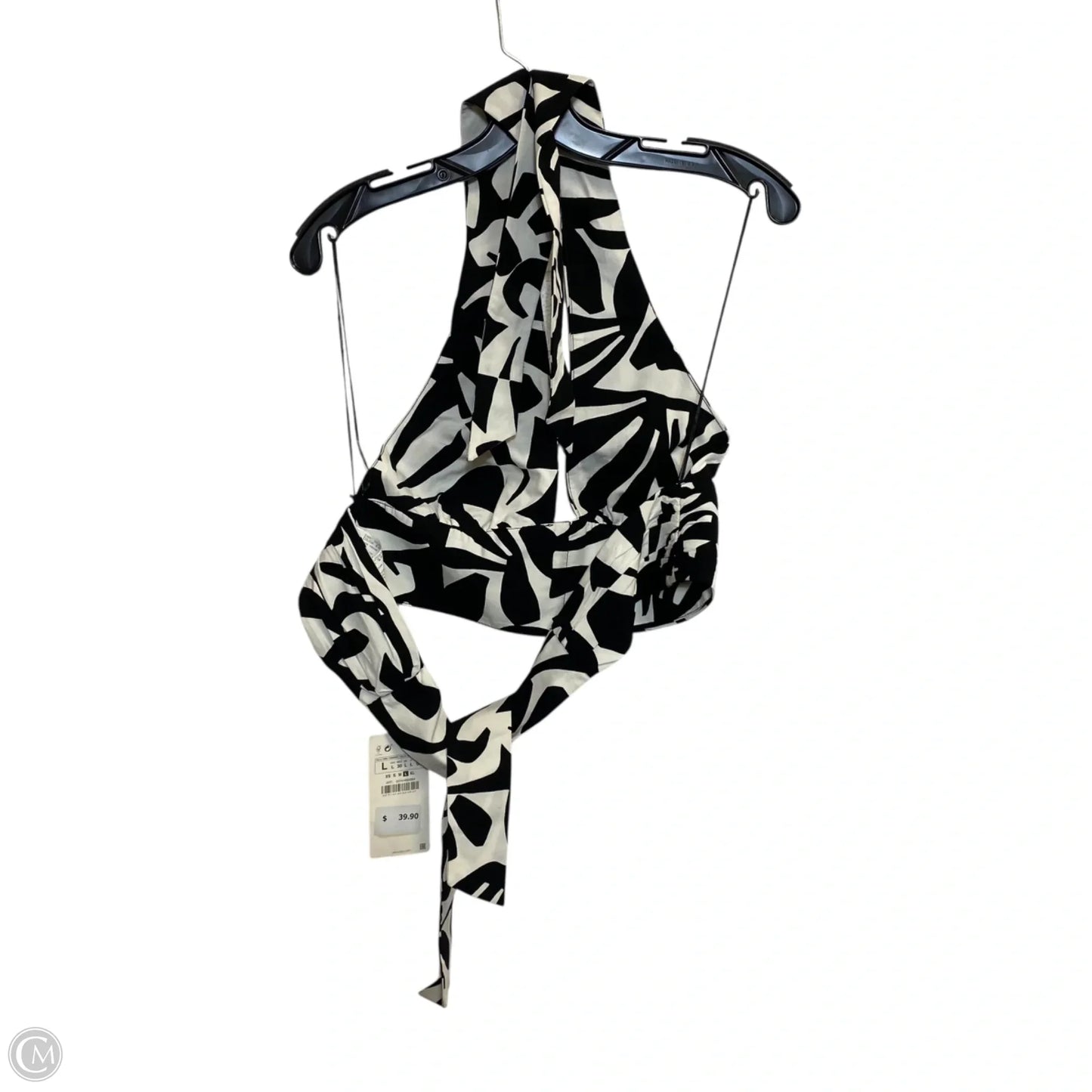 Top Sleeveless By Zara In Black & Cream, Size: L