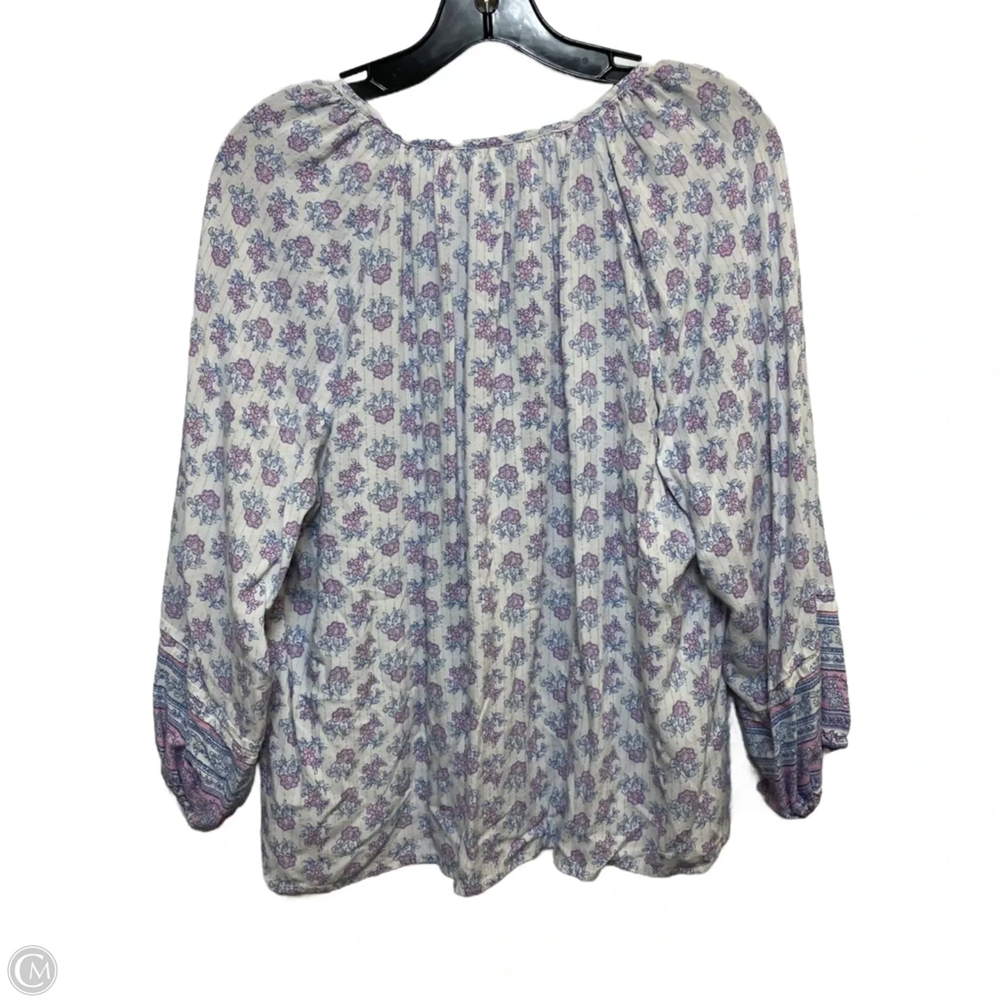 Top 3/4 Sleeve By Wonderly In Purple & White, Size: Xlp