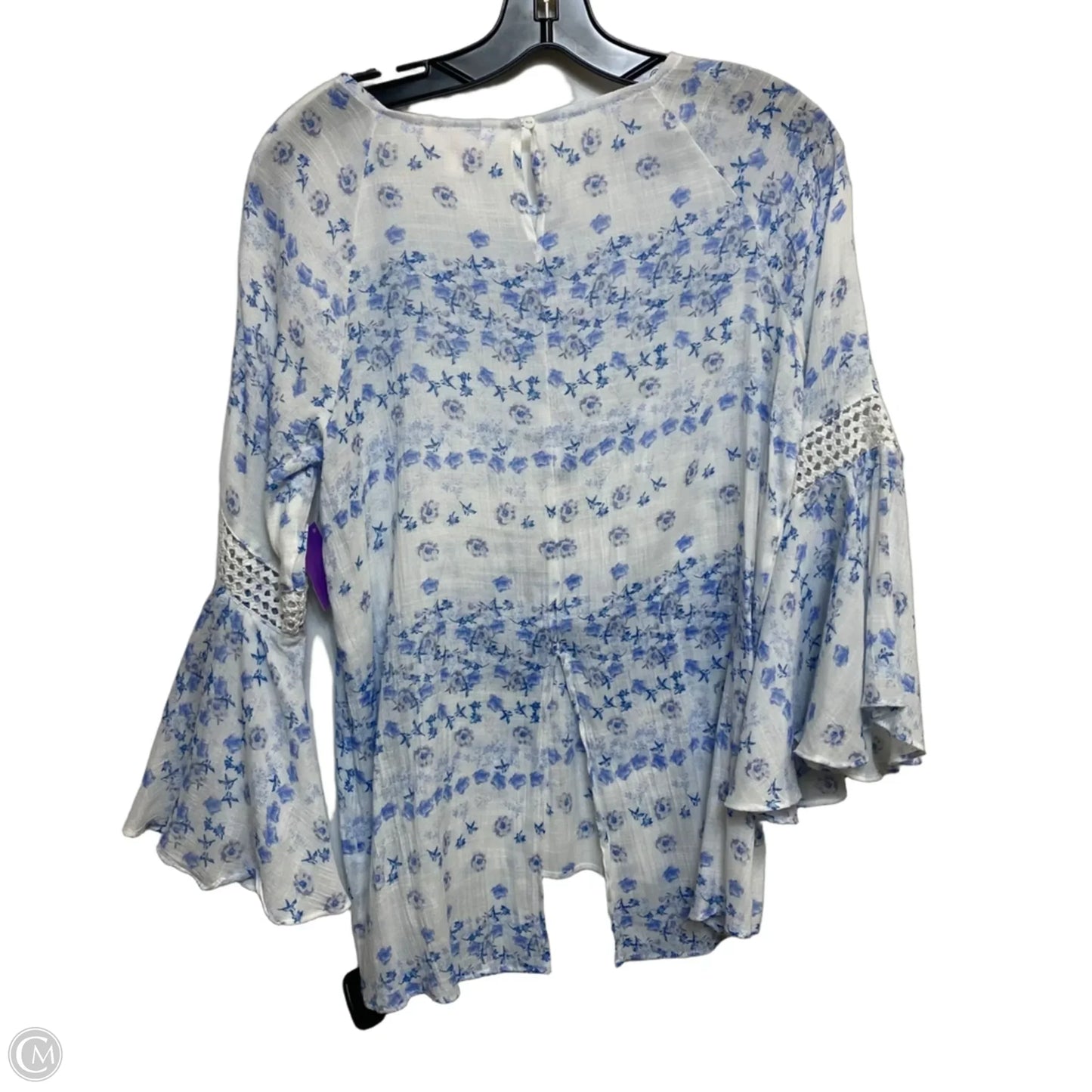 Top 3/4 Sleeve By Lc Lauren Conrad In Blue & White, Size: M