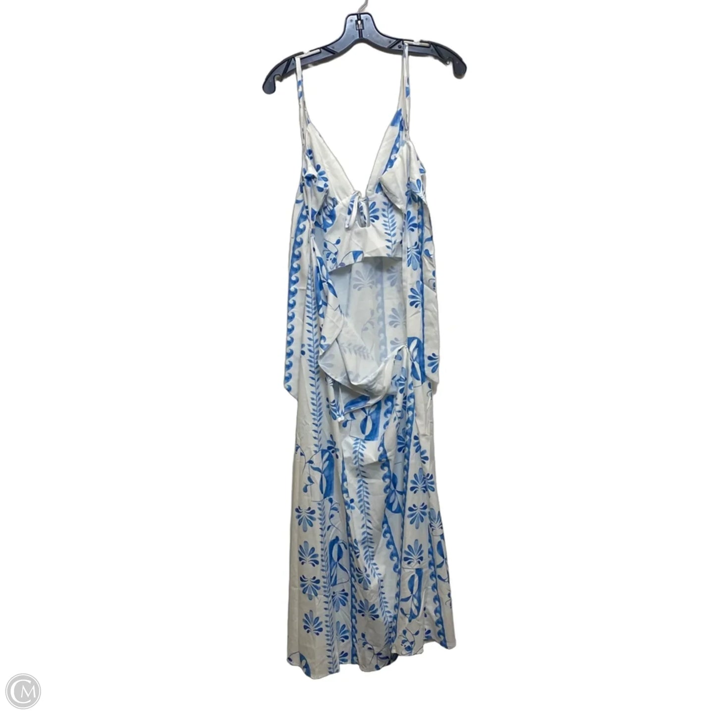 Dress Casual Midi By Cmf In Blue & White, Size: S