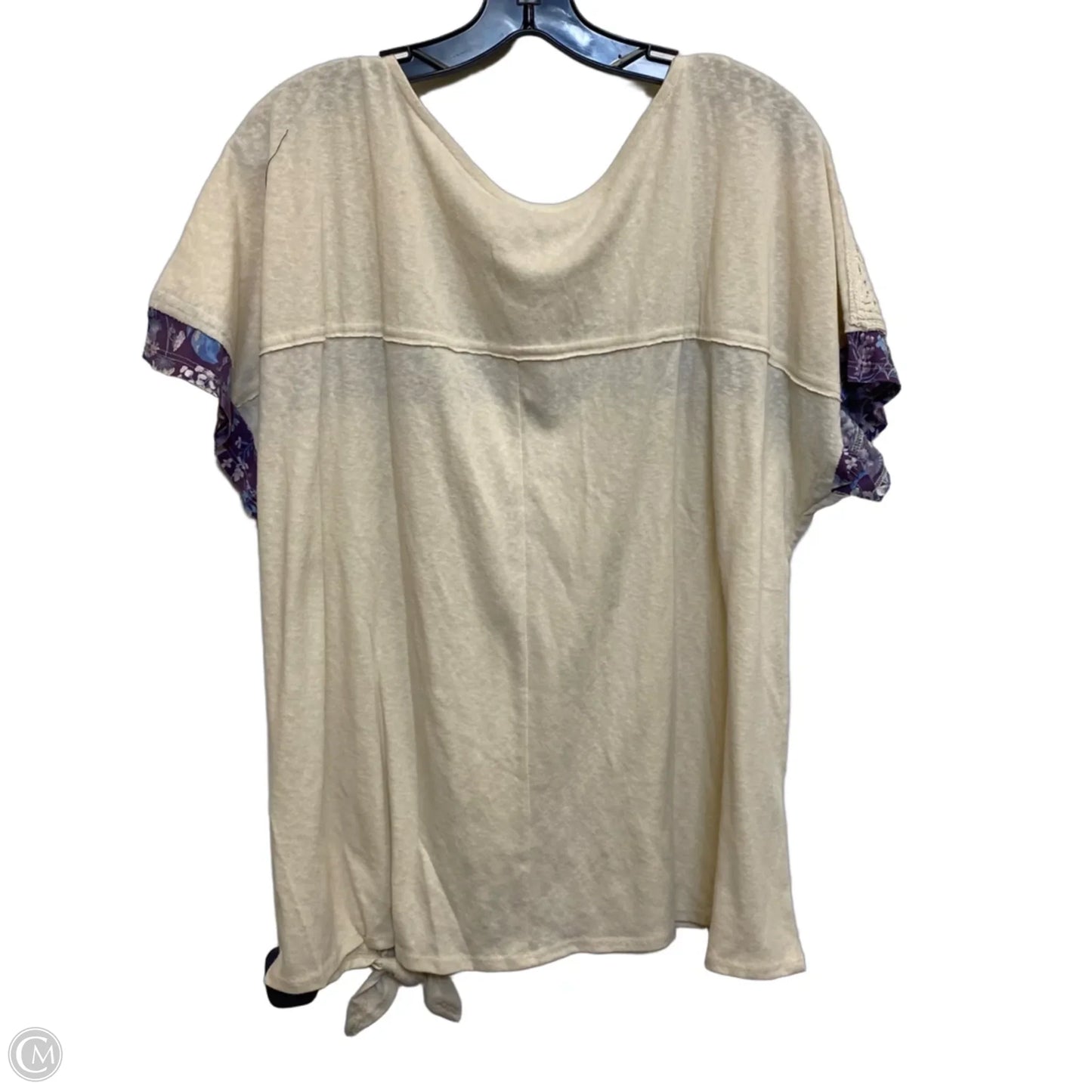 Top Short Sleeve By Cato In Cream & Purple, Size: 1x