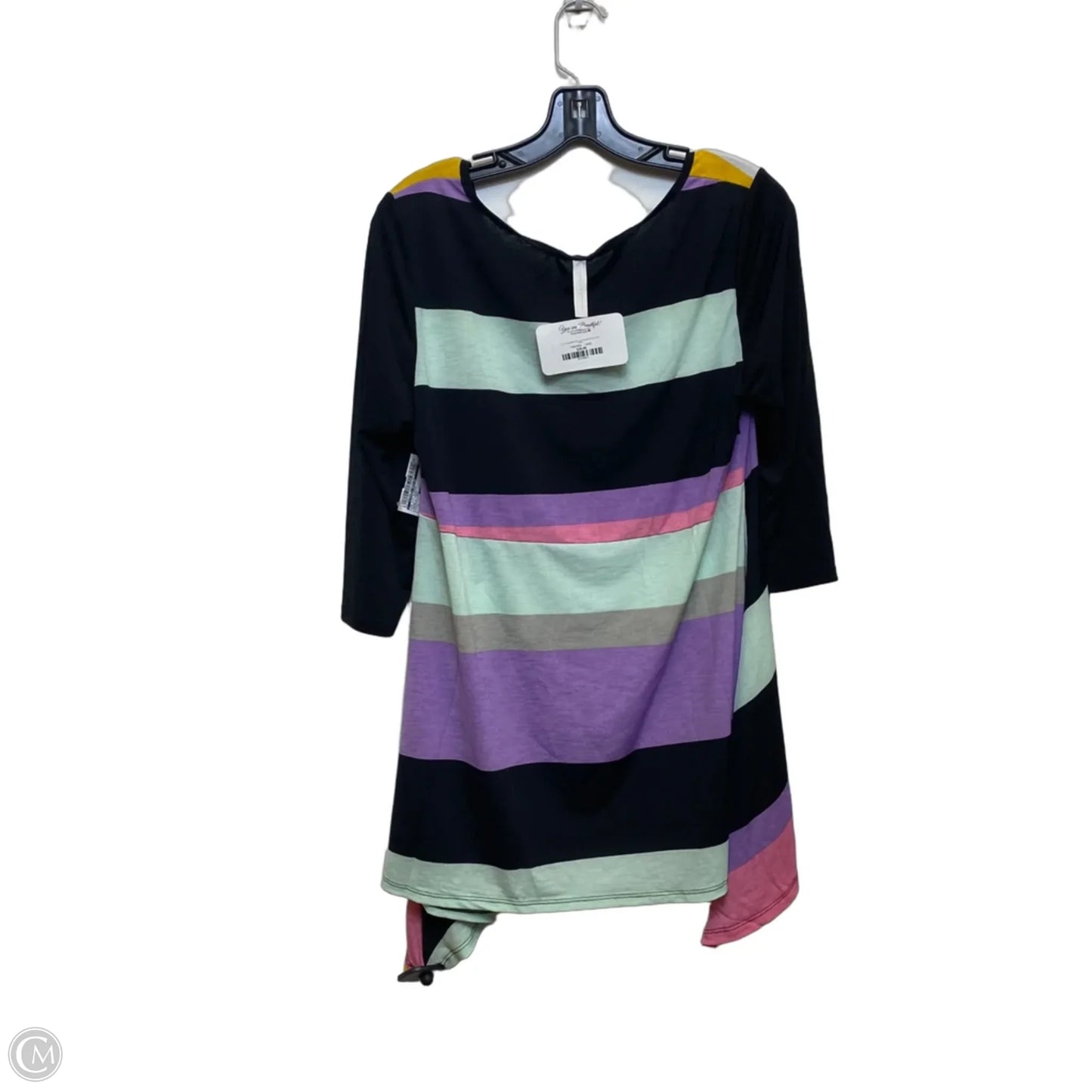 Top 3/4 Sleeve By Emerald In Black & Green, Size: L