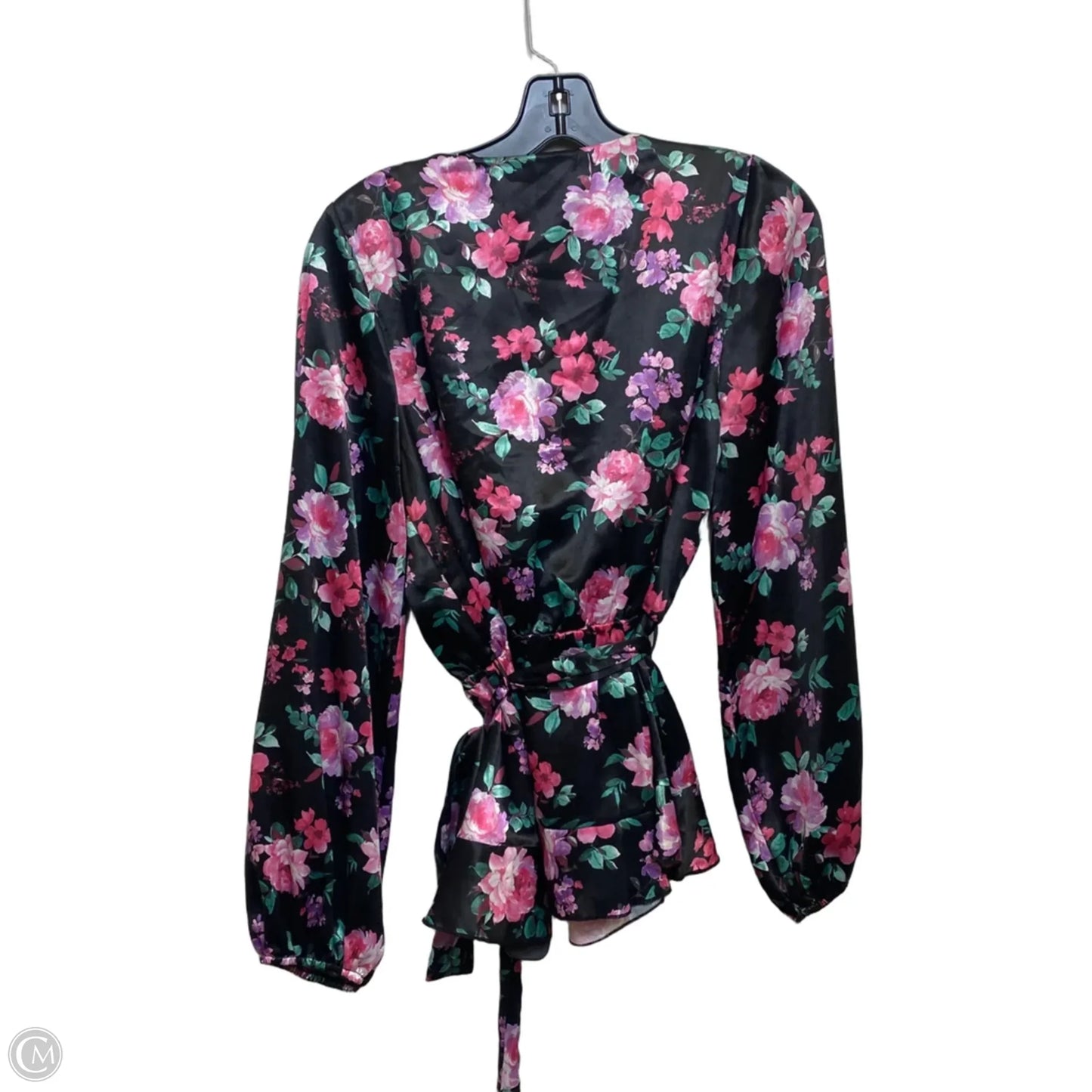 Top Long Sleeve By Peach Love Cream California In Black & Purple, Size: L