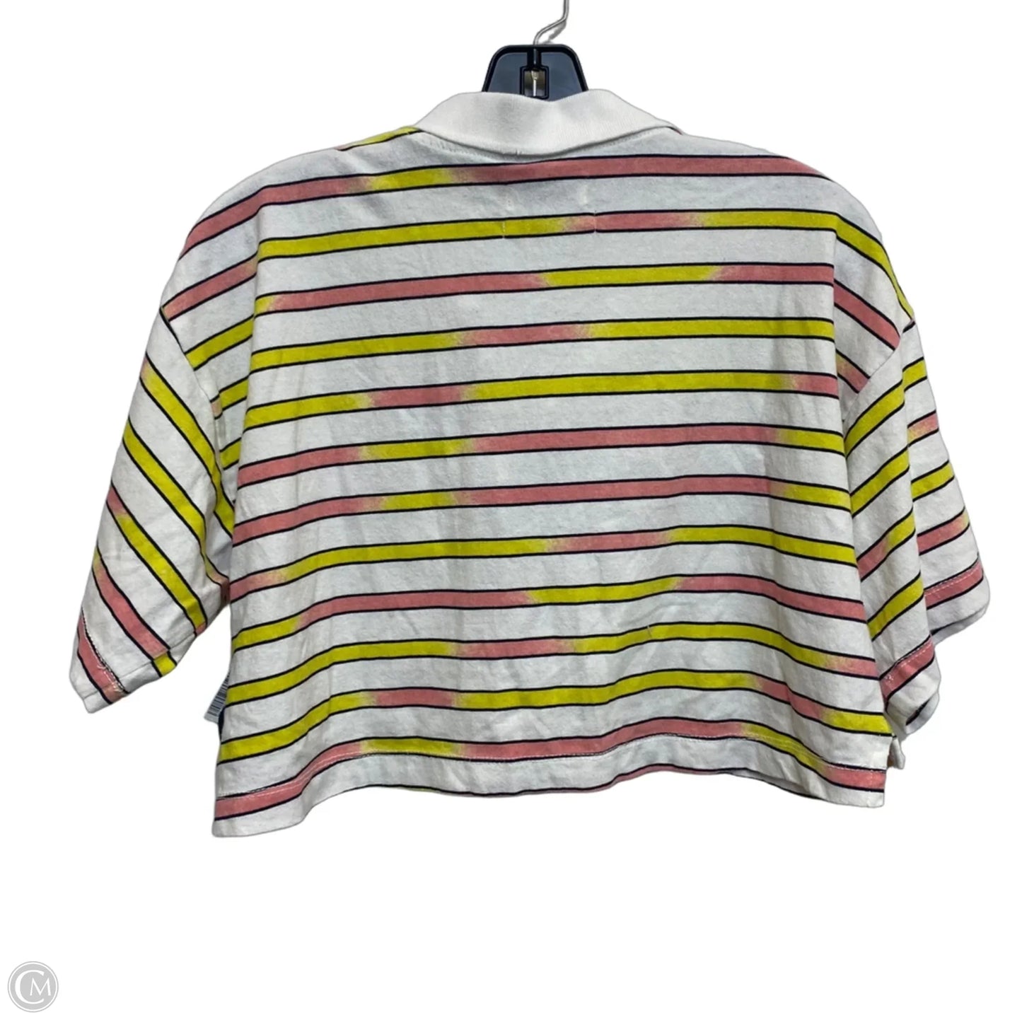 Top Short Sleeve By Urban Outfitters In White & Yellow, Size: S